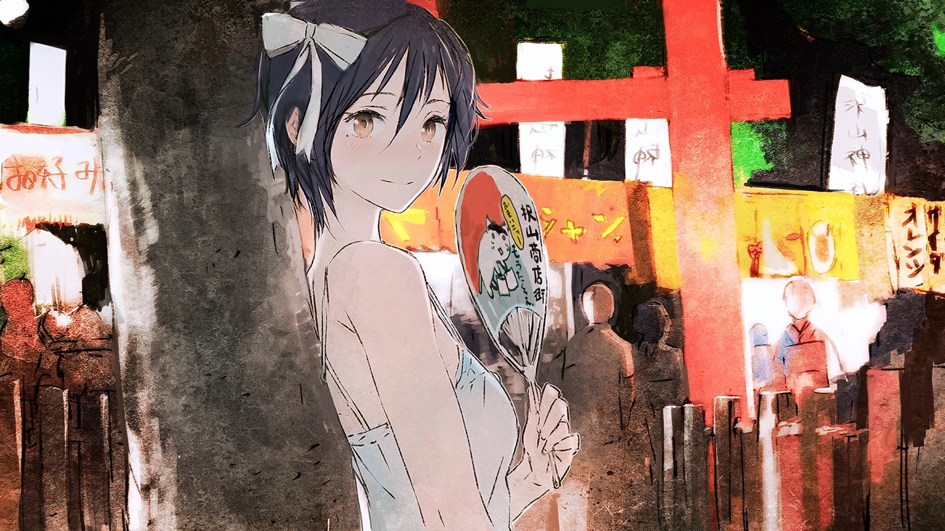 people, anime girls, anime, human representation, white, leisure activity, 1080P, real people, architecture, Nisekoi, street art, urban Scene, festivals, HD Wallpaper