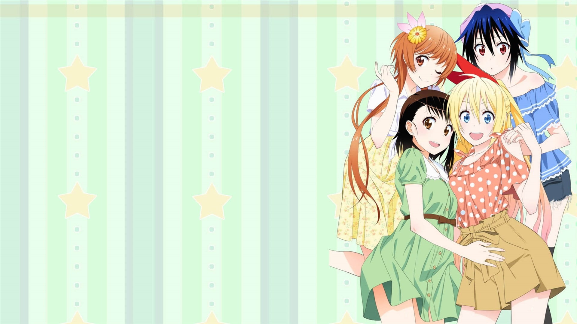 Onodera Kosaki, women, Kirisaki Chitoge, anime girls, portrait, front view, Nisekoi, lifestyles, indoors, Tsugumi Seishirou, 1080P, real people, adult, HD Wallpaper