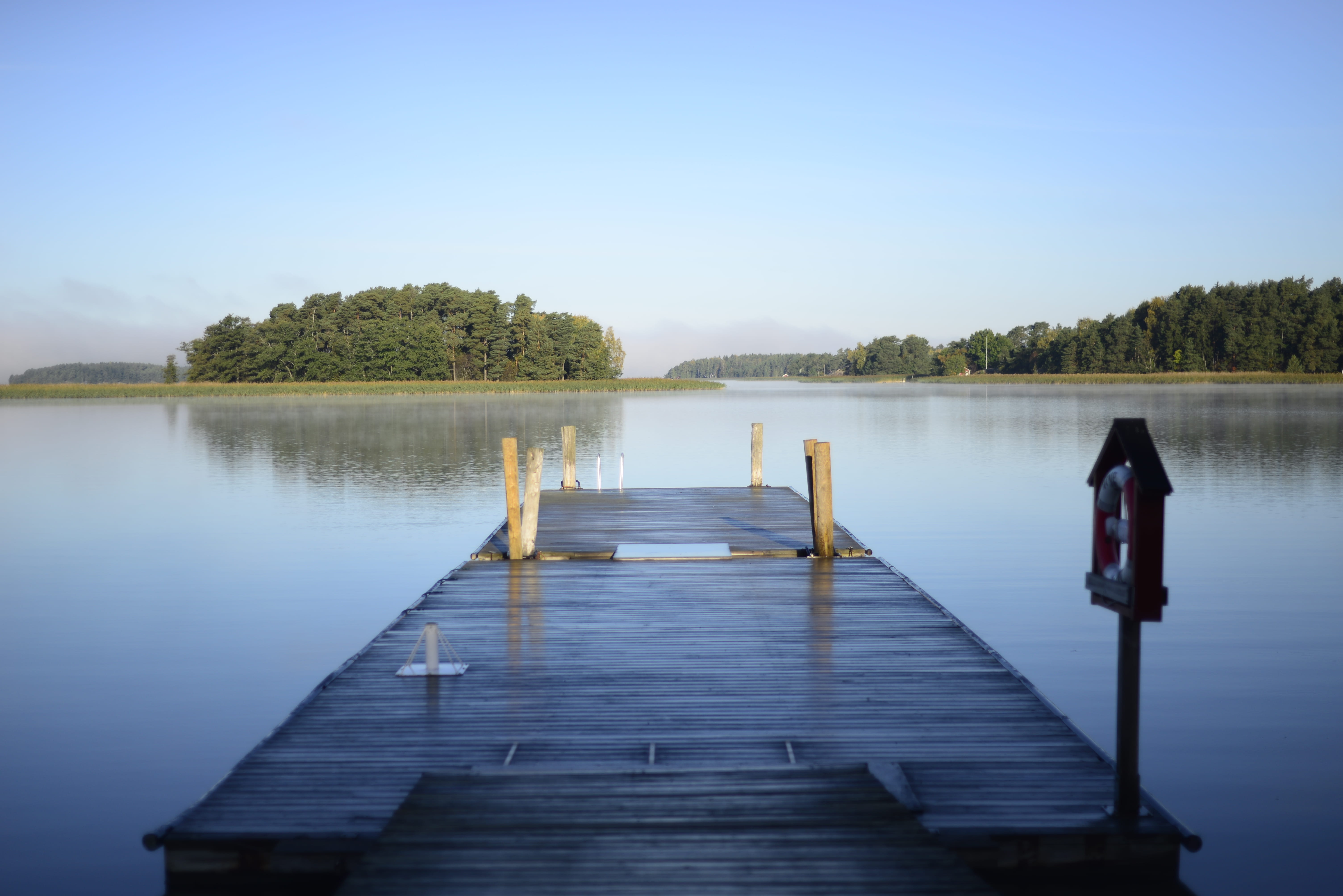 plant, island, day, nature, peaceful, idyllic, calm, brown, lake side, wood, naantali, dock, forest, tranquil scene, wooden, river lake, clear sky, sky, HD Wallpaper