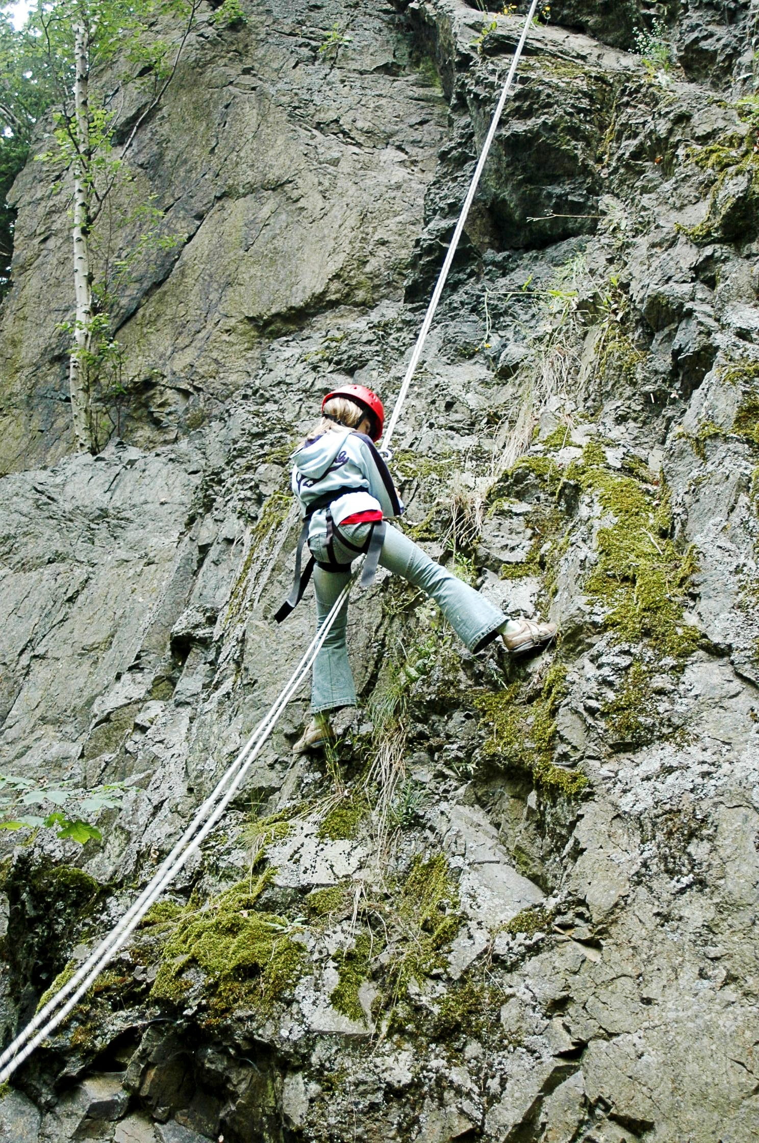 stone, backup, rock climbing, helm, joy, high angle view, child, climbing rope, sport, abseil, slick, tough, rope, activity, deep, 1080P, geology, day, Phone HD Wallpaper