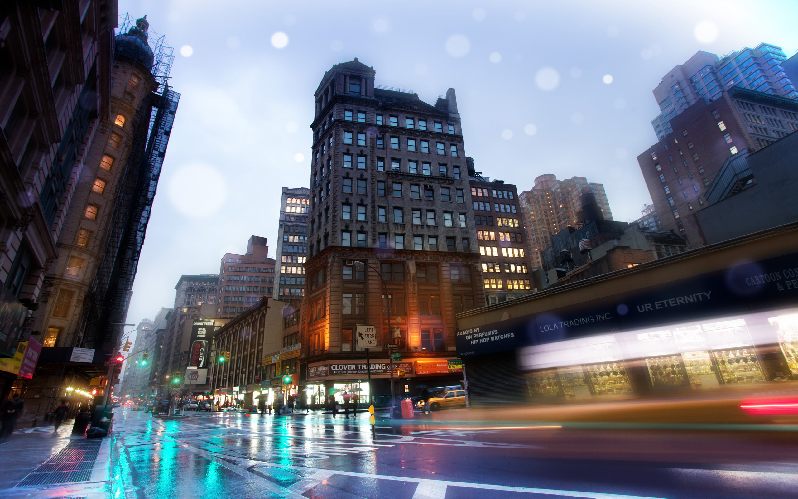 nyc, Slick Streets, Broadway, 2K, usa, new York, Rainy Night, HD Wallpaper