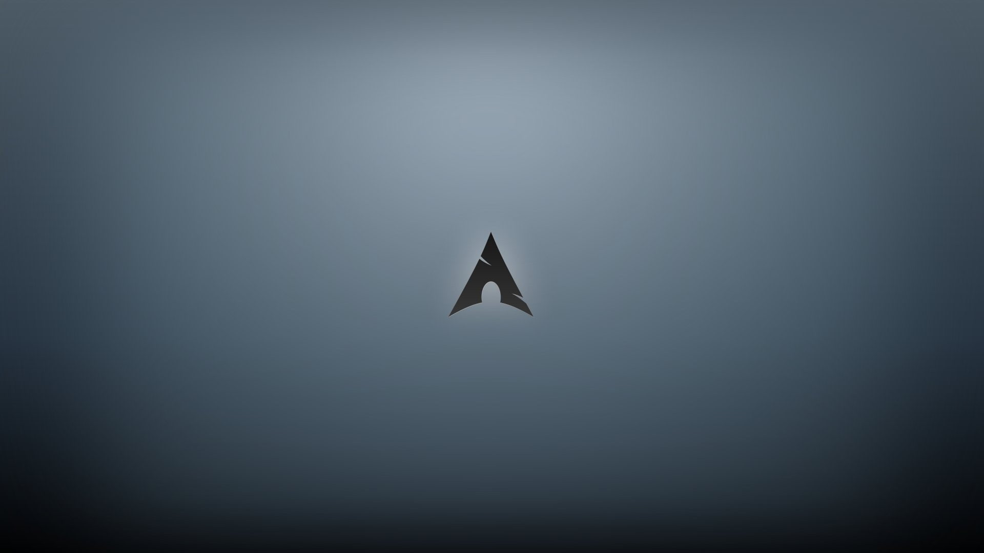 water, computer icon, studio shot, copy space, mid-air, simplicity, gray, nature, blue background, 1080P, fog, shape, freedom, spotlight, archlinux linux logo, HD Wallpaper