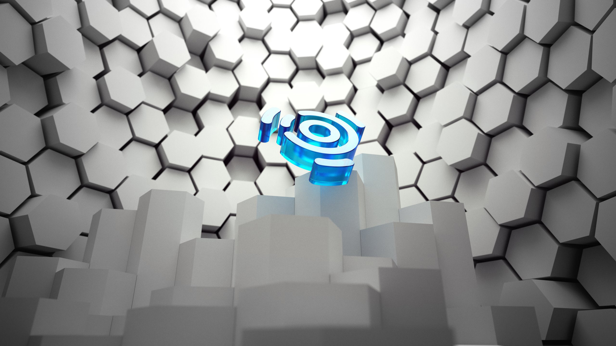 lighting equipment, architecture, design, Ubuntu, Studio, symbol, blue, business, sign, connection, 2K, glowing, geometric shape, illuminated, indoors, HD Wallpaper