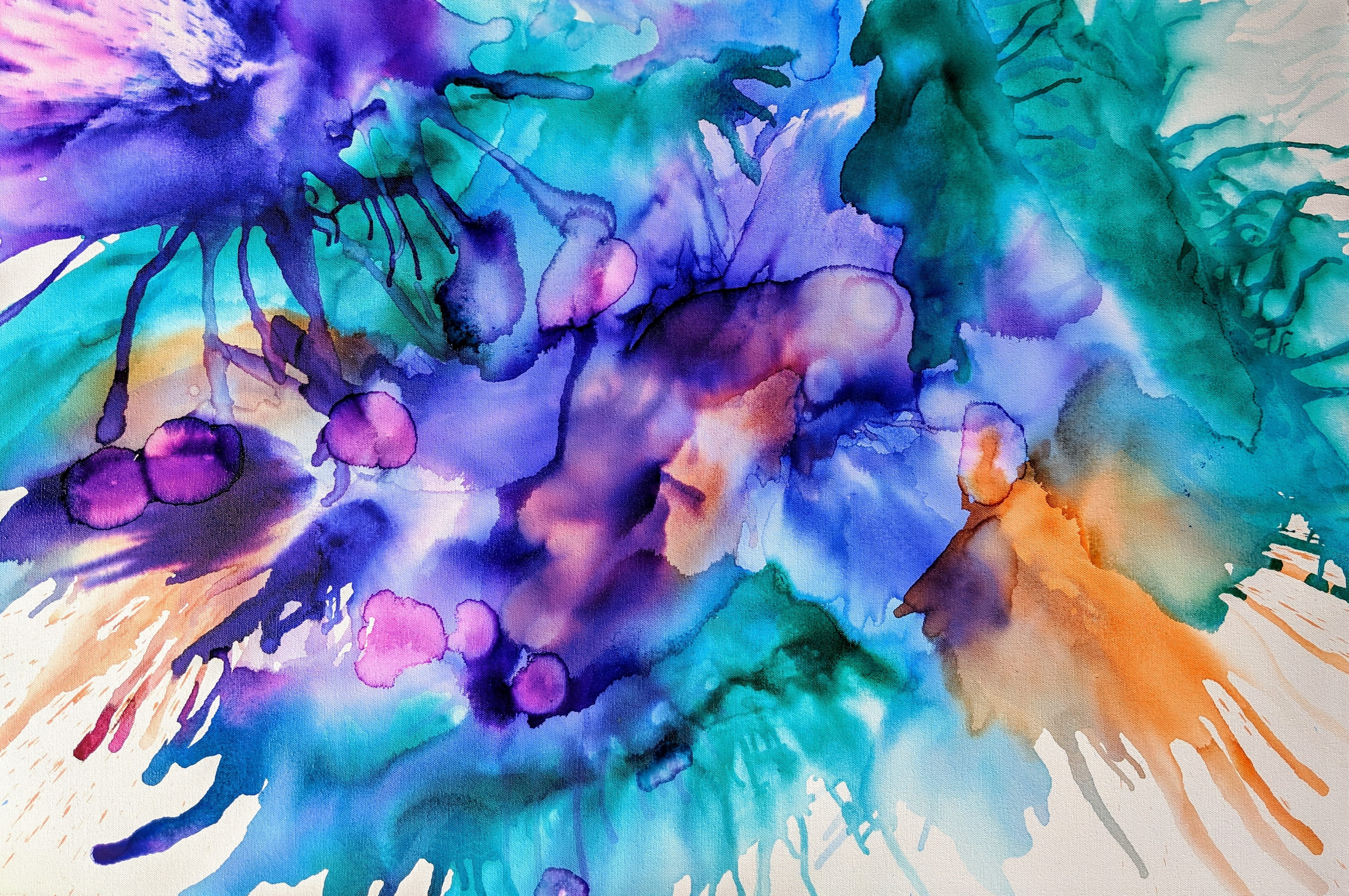 full frame, colorful, contemporary art, ink, motion, watercolor paints, splash, painting, watercolor painting, purple, art, design, graphic, HD Wallpaper