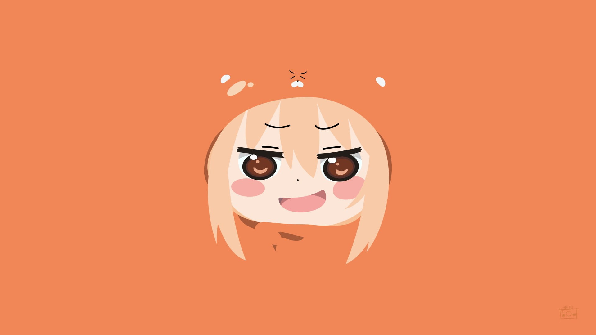 shape, fun, anthropomorphic smiley face, representation, indoors, smiling, Himouto! Umaru-chan, Doma Umaru, female, human representation, character, single object, HD Wallpaper