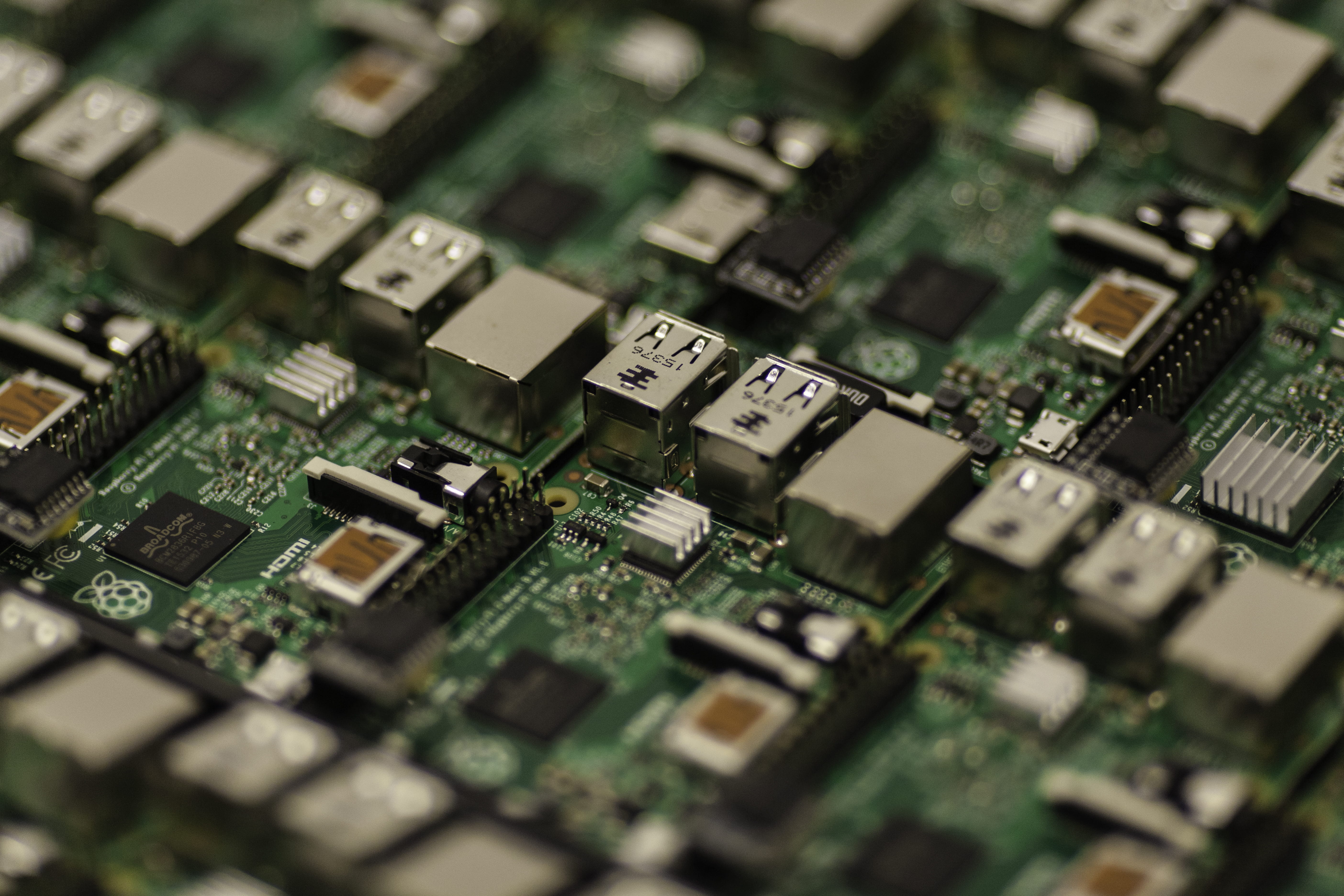 raspberry, no people, close-up, computer chip, electronics industry, it, indoors, selective focus, technology, tilt-shift, electrician, mother board, green color, HD Wallpaper