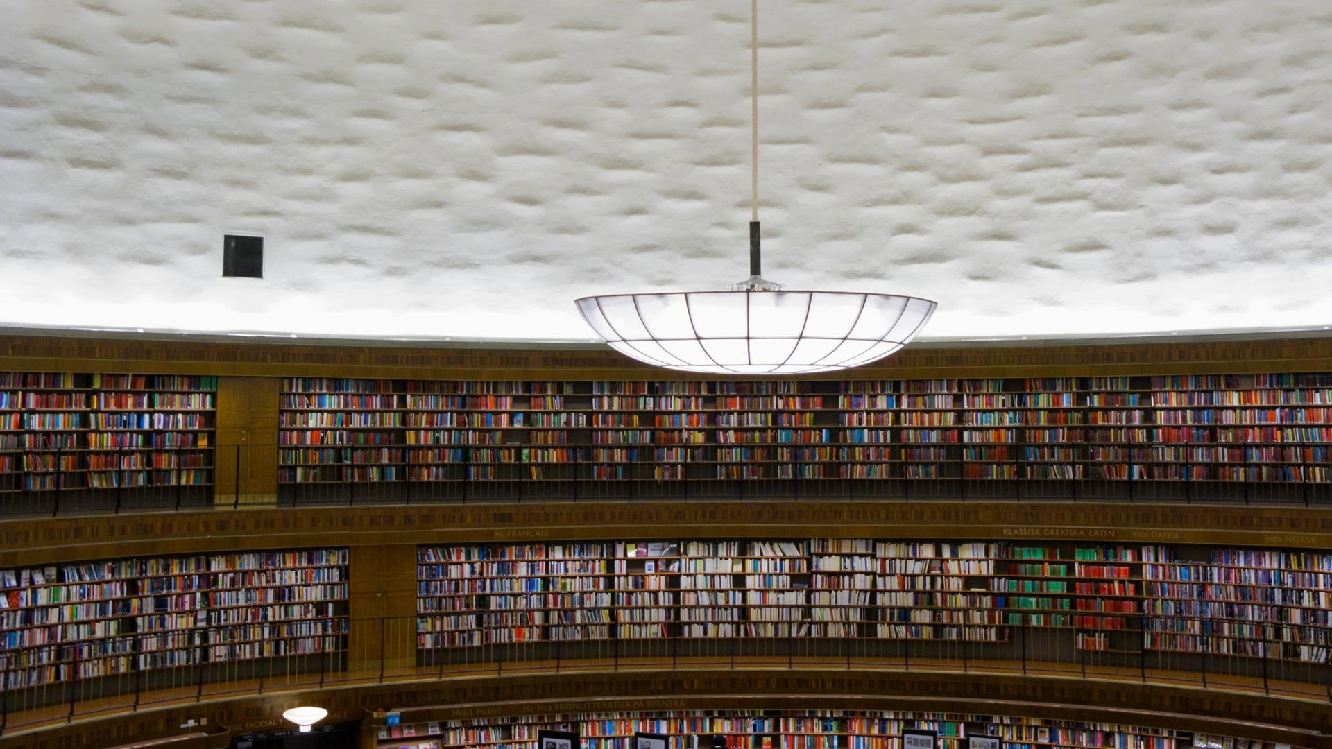 Books, Many, Library, Chandelier, Stockholm, 1080P, Stadsbiblioteket, HD Wallpaper