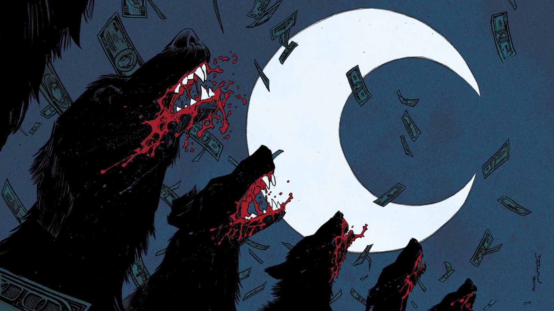 Moon, no people, art and craft, low angle view, representation, creativity, cover art, illustrations, comic books, built structure, dog, vertebrate, Moon Knight, HD Wallpaper