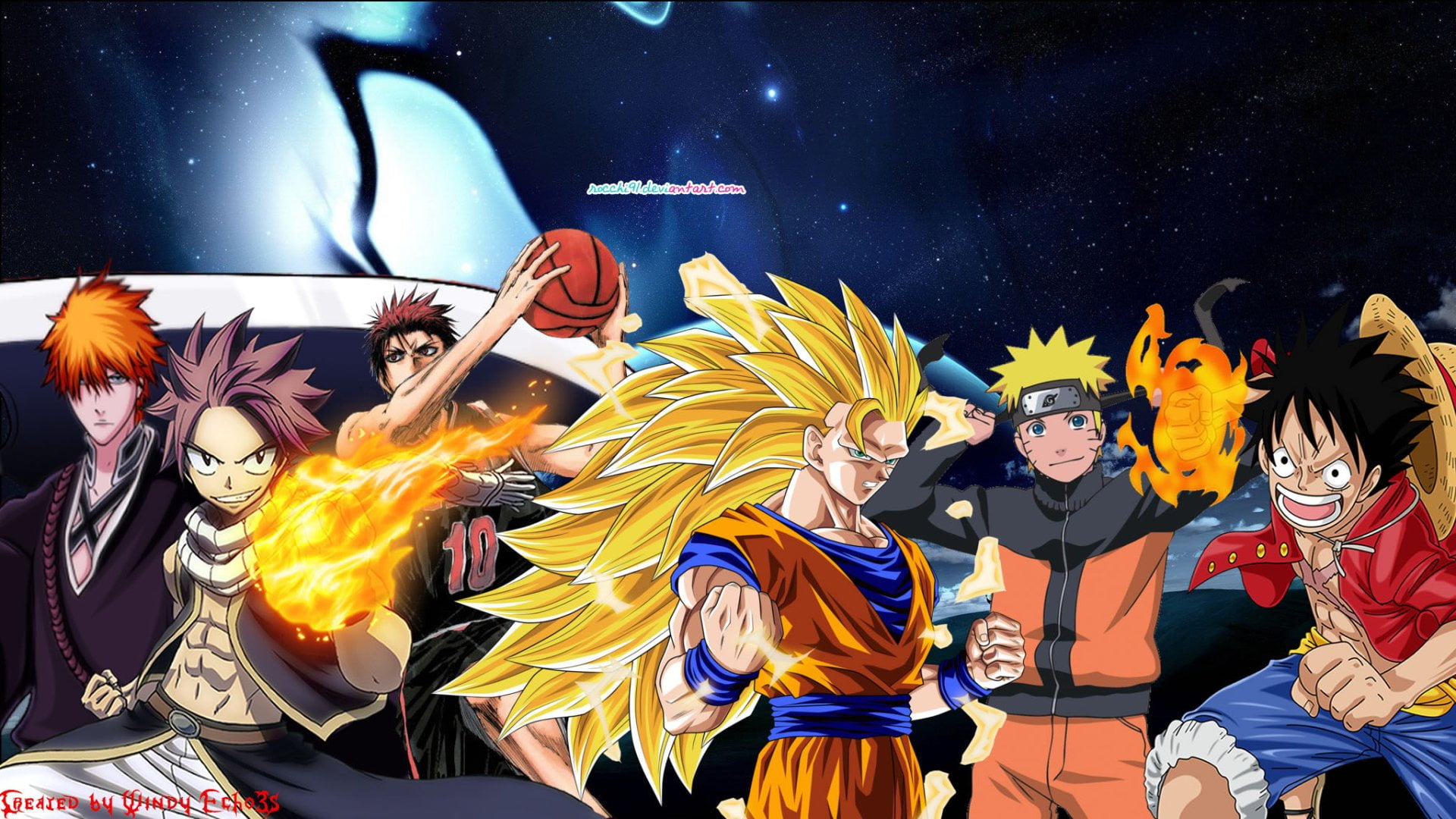illuminated, Naruto, group of people, 1080P, crowd, multi colored, arts culture and entertainment, Ichigo Kurosaki, dancing, Anime, Naruto Uzumaki, large group of people, HD Wallpaper