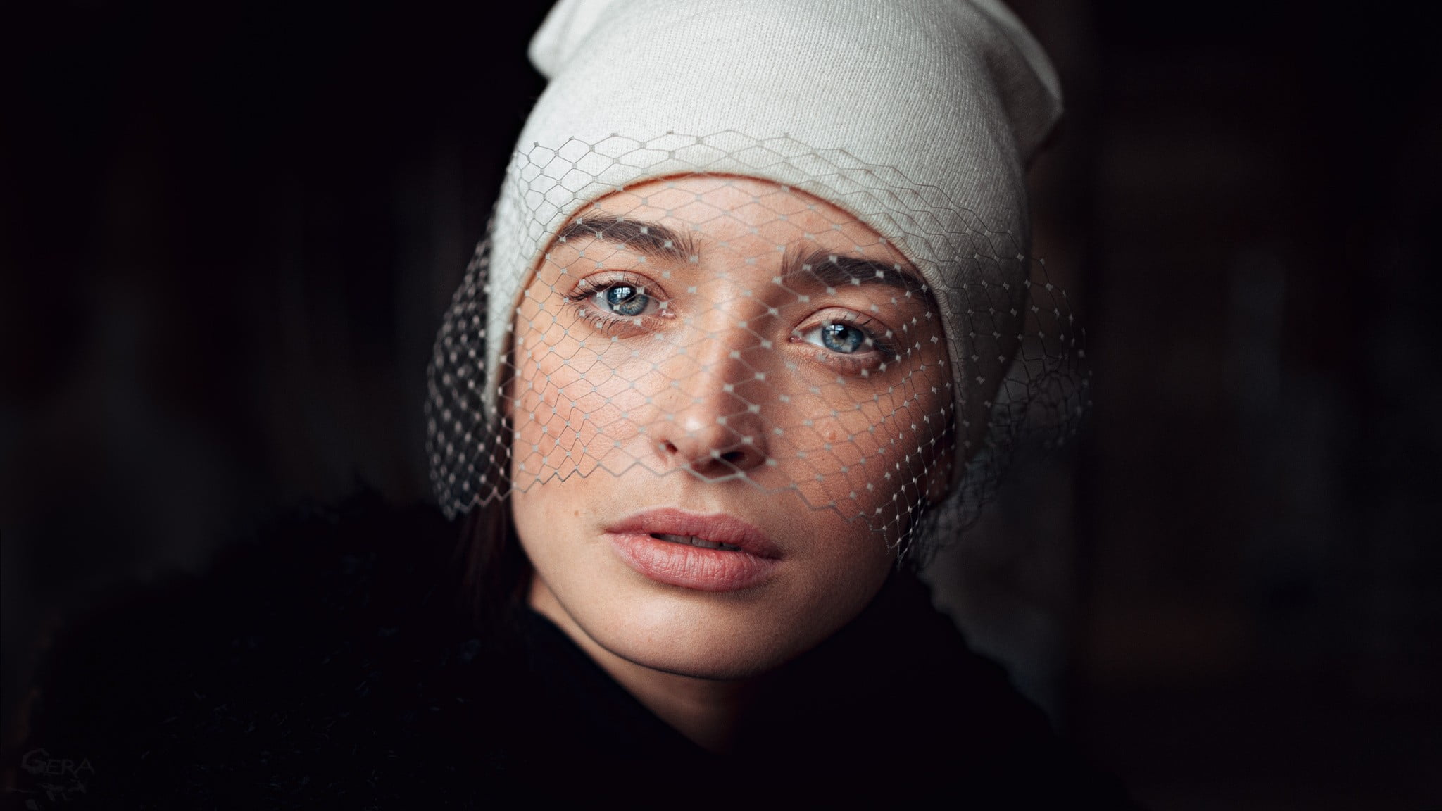 dark, face, portrait, serious, adult, headshot, bandage, looking at camera, one person, 1080P, human body part, front view, young adult, model, studio shot, HD Wallpaper