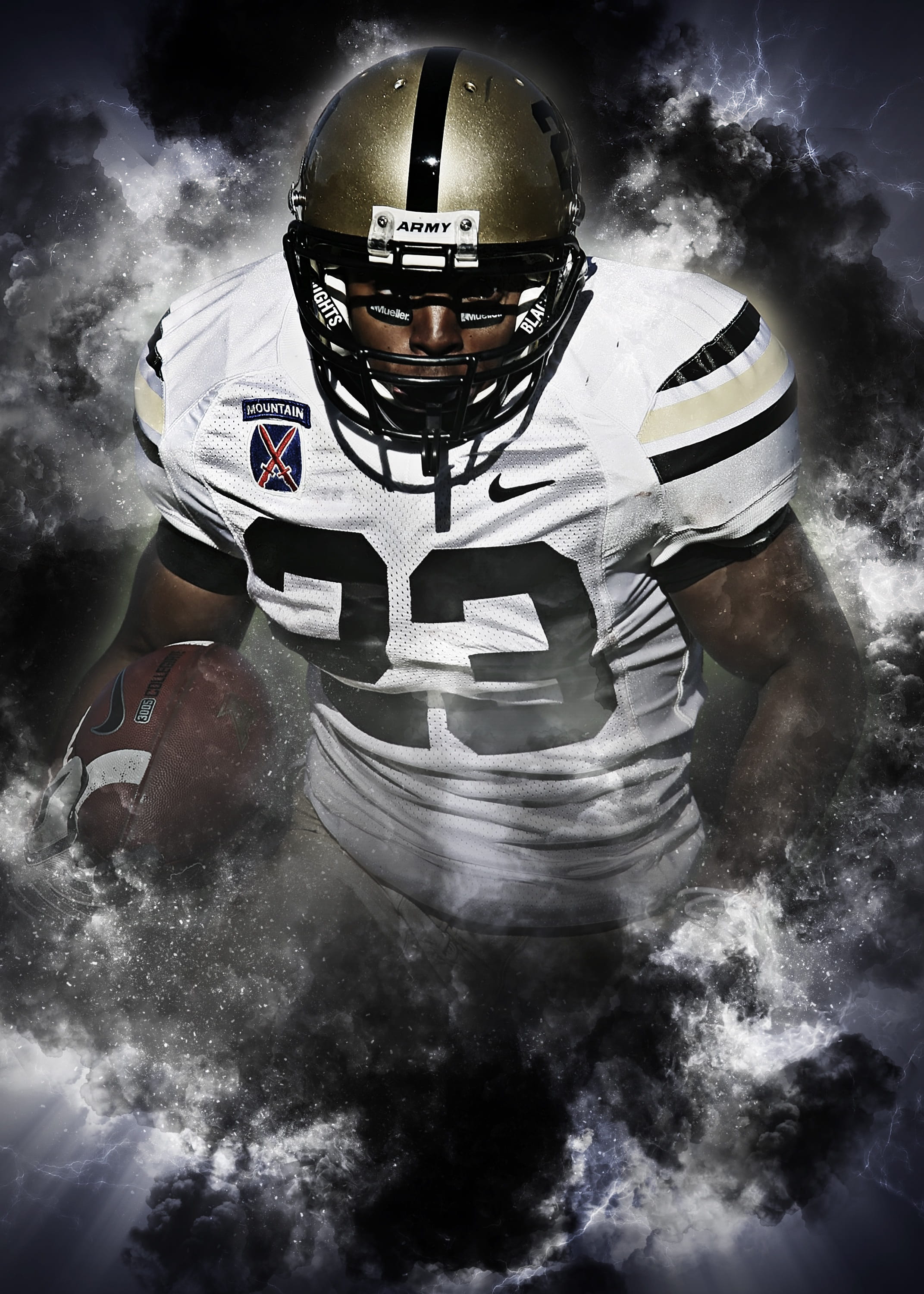 sport, sports equipment, protection, ball carrier, digital manipulation, american football, pigskin, motion, runner, obscured face, sports helmet, running back, Phone HD Wallpaper