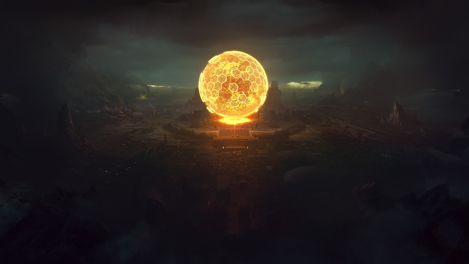 Planetary small Sun reactor, ball, 1080P, darkness, HD Wallpaper
