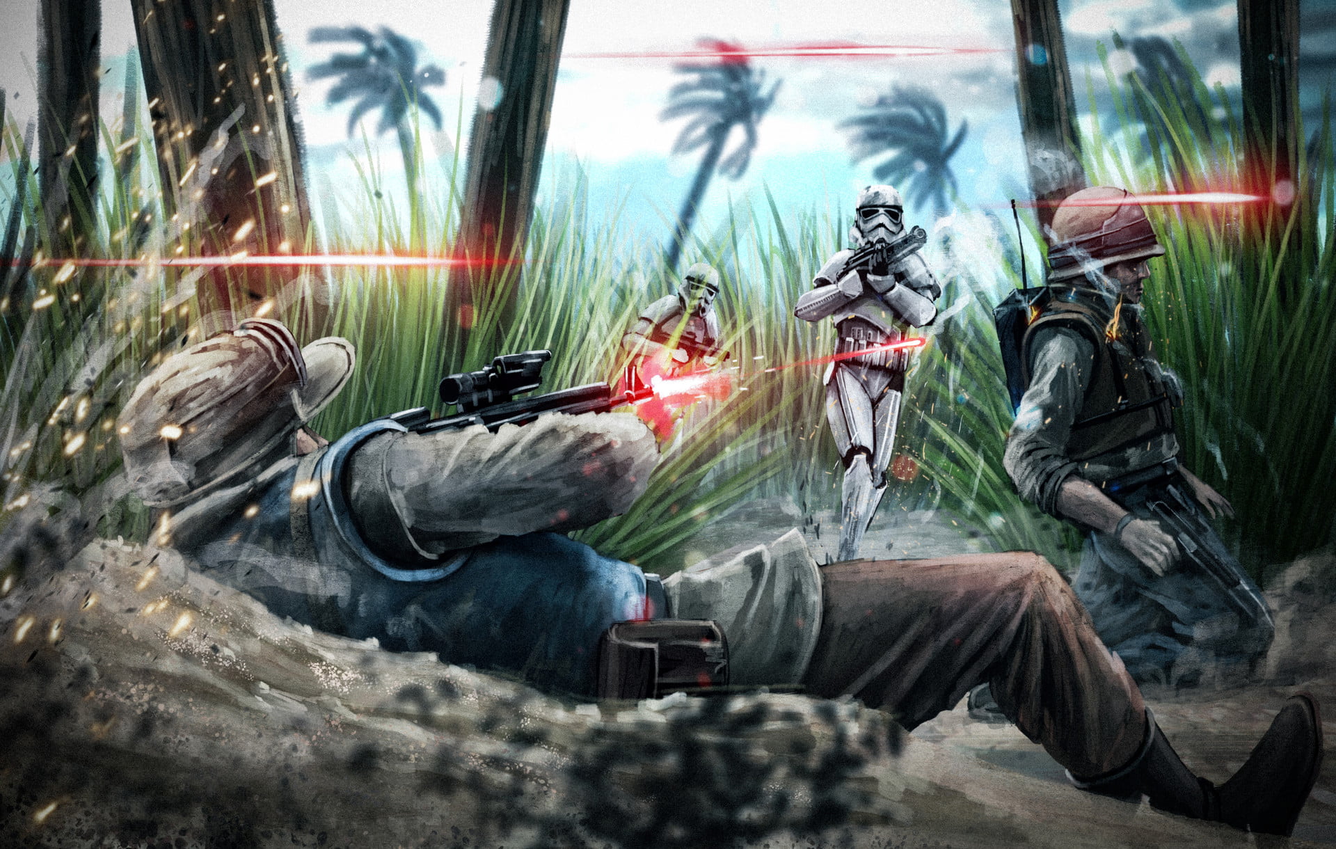 Battle, Stormtrooper, Blaster, 1080P, Star Wars, HD Wallpaper