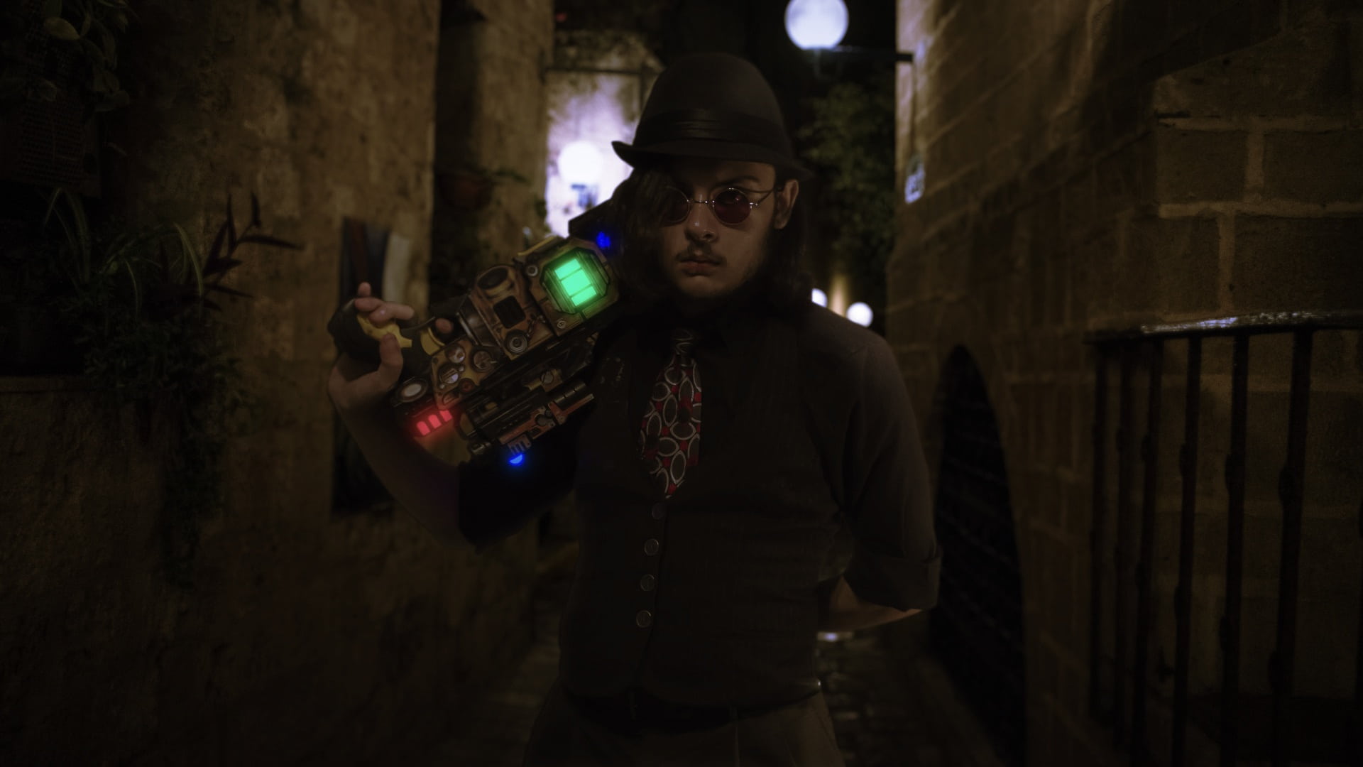 people, clothing, steampunk, costume, one person, blaster, stylish, portrait, fancy, adult, celebration, cyberpunk, indoors, weapon, music, alley, attractive, HD Wallpaper