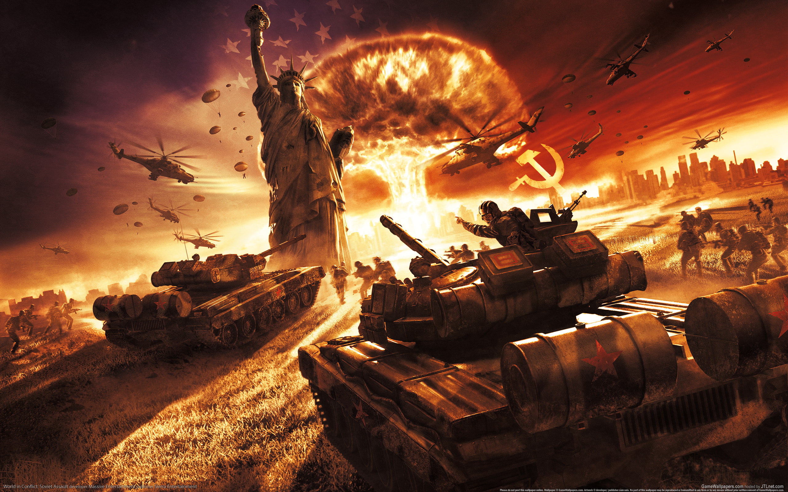 game, 2K, battle, tank, world, statue, video games, conflict, in, explosion, tanks, hd, liberty, war, HD Wallpaper