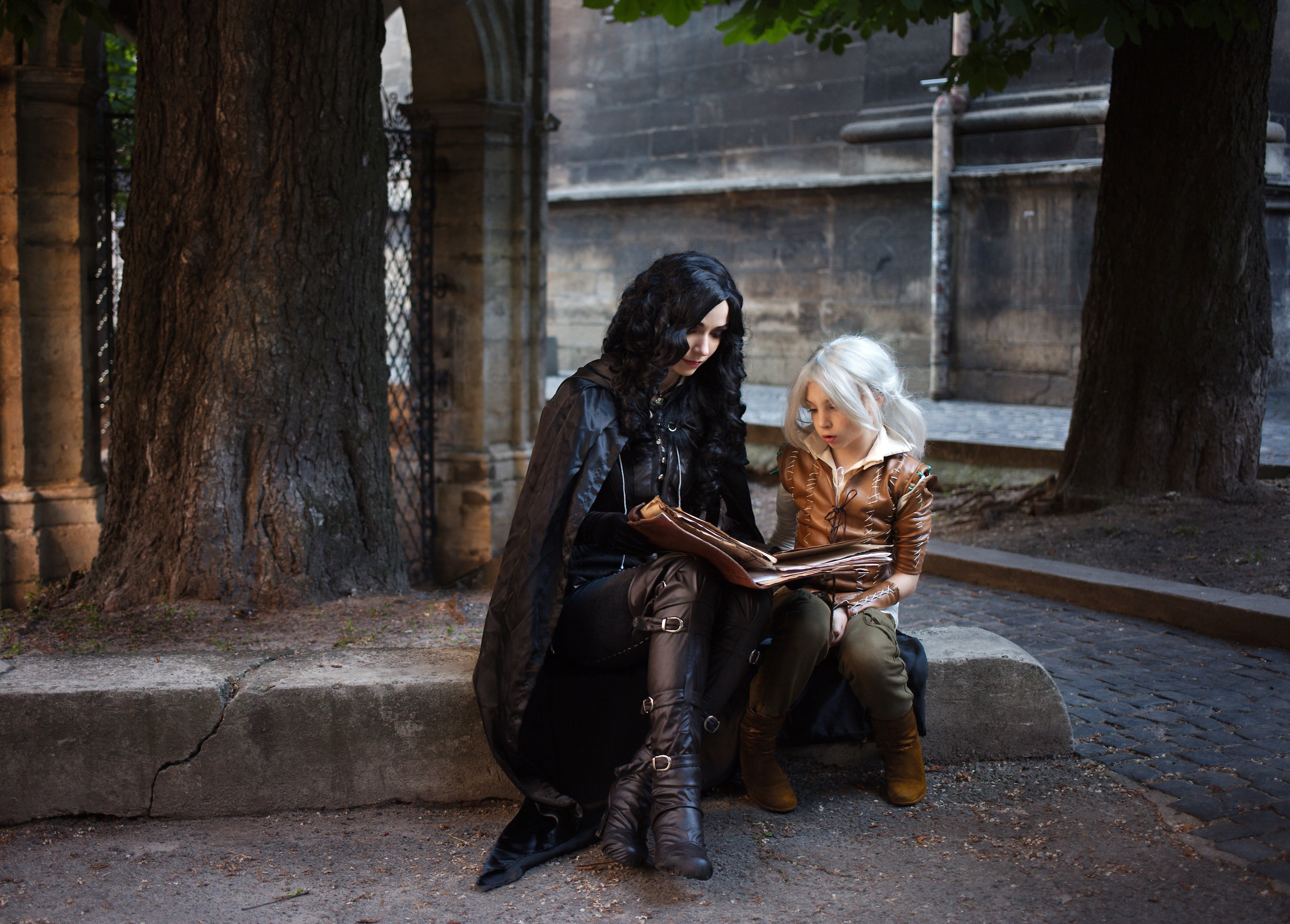 4K, people, full length, coat, The Witcher 3: Wild Hunt, sitting, leisure activity, outdoors, built structure, Cirilla Fiona Elen Riannon, females, young women, HD Wallpaper