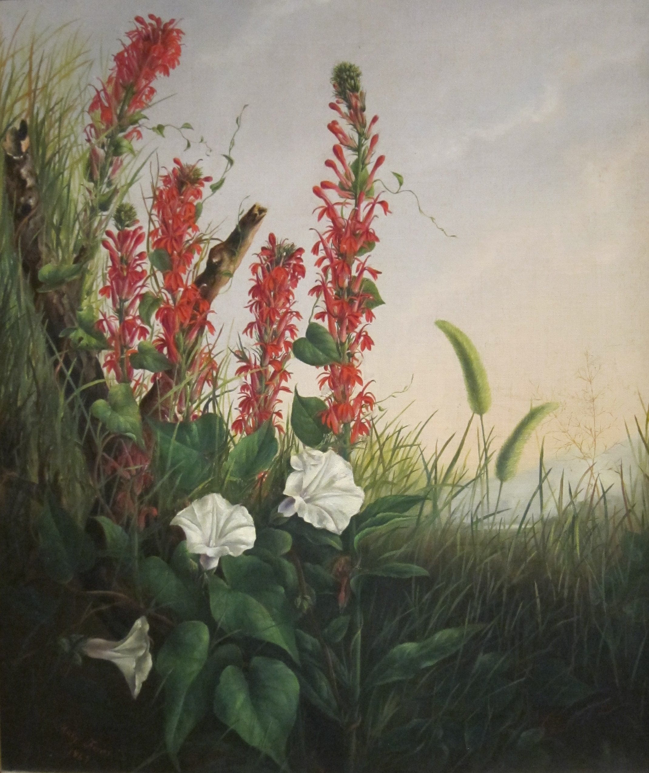 land, green color, flower arrangement, white, 1080P, oil on canvas, tranquility, artistry, no people, beauty in nature, painting, flower, field, close-up, Phone HD Wallpaper