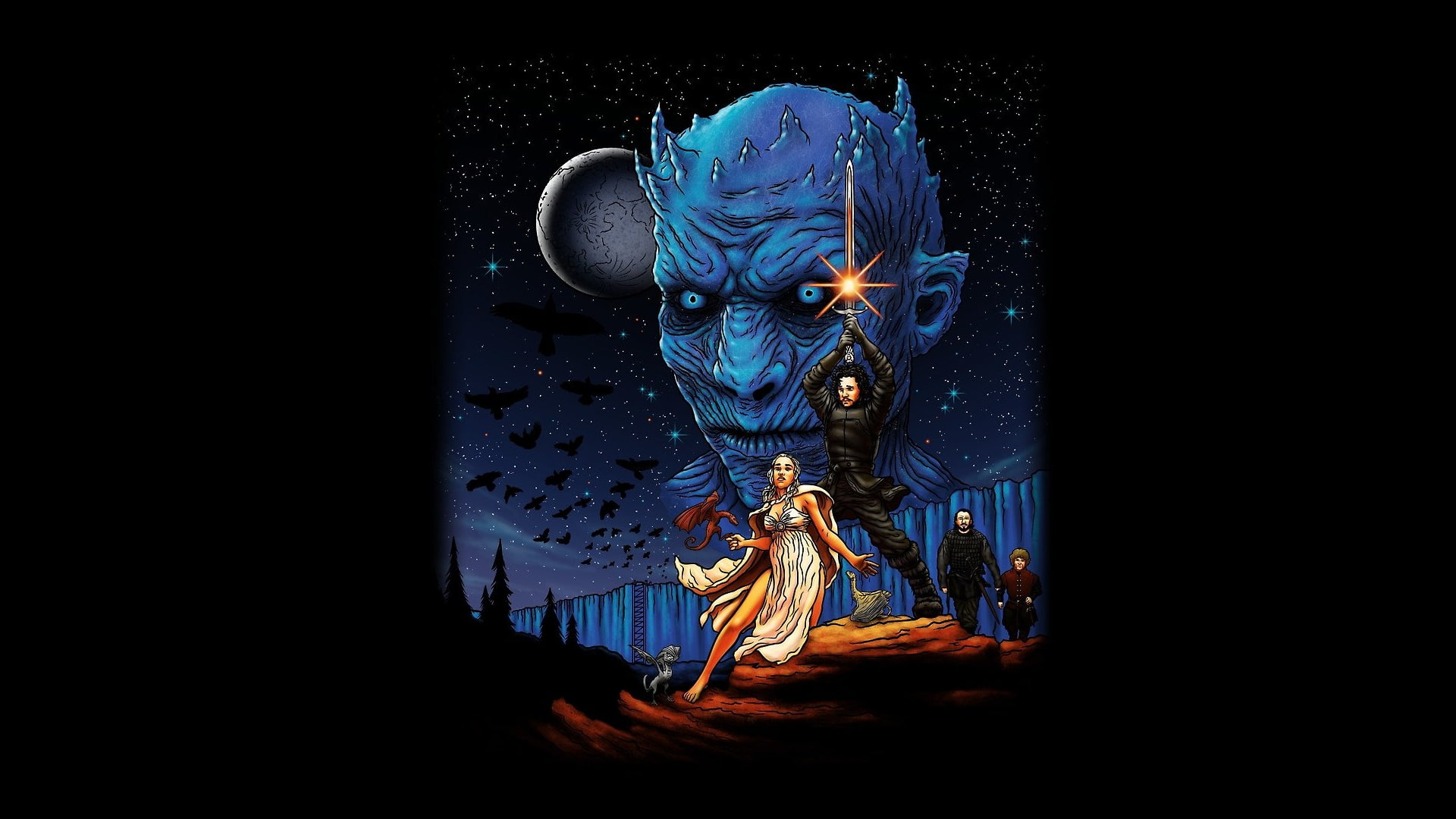 1080P, Game of Thrones, Jon Snow, crossover, Tyrion Lannister, dragon, Daenerys Targaryen, Bronn, Star Wars, HD Wallpaper