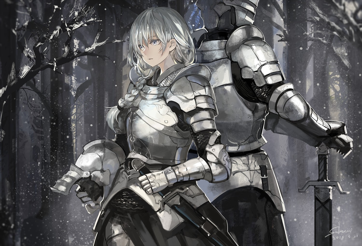 security, sport, protection, shield, government, men, battle, metal, suit of armor, two, real people, trees, digital, tree, forest, knight - person, HD Wallpaper