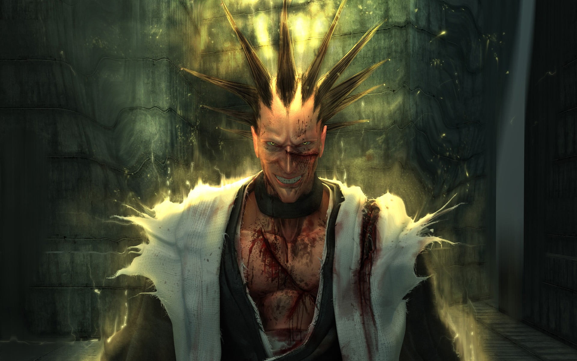 young adult, spooky, anime, horror, mid adult men, digital composite, leisure activity, waist up, men, looking at camera, front view, d, illustration, Zaraki Kenpachi, HD Wallpaper