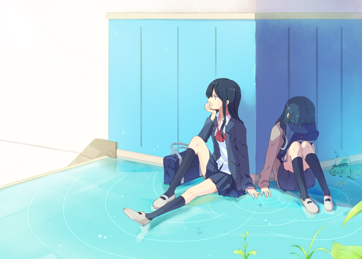 480P, school uniform, yuri, HD Wallpaper