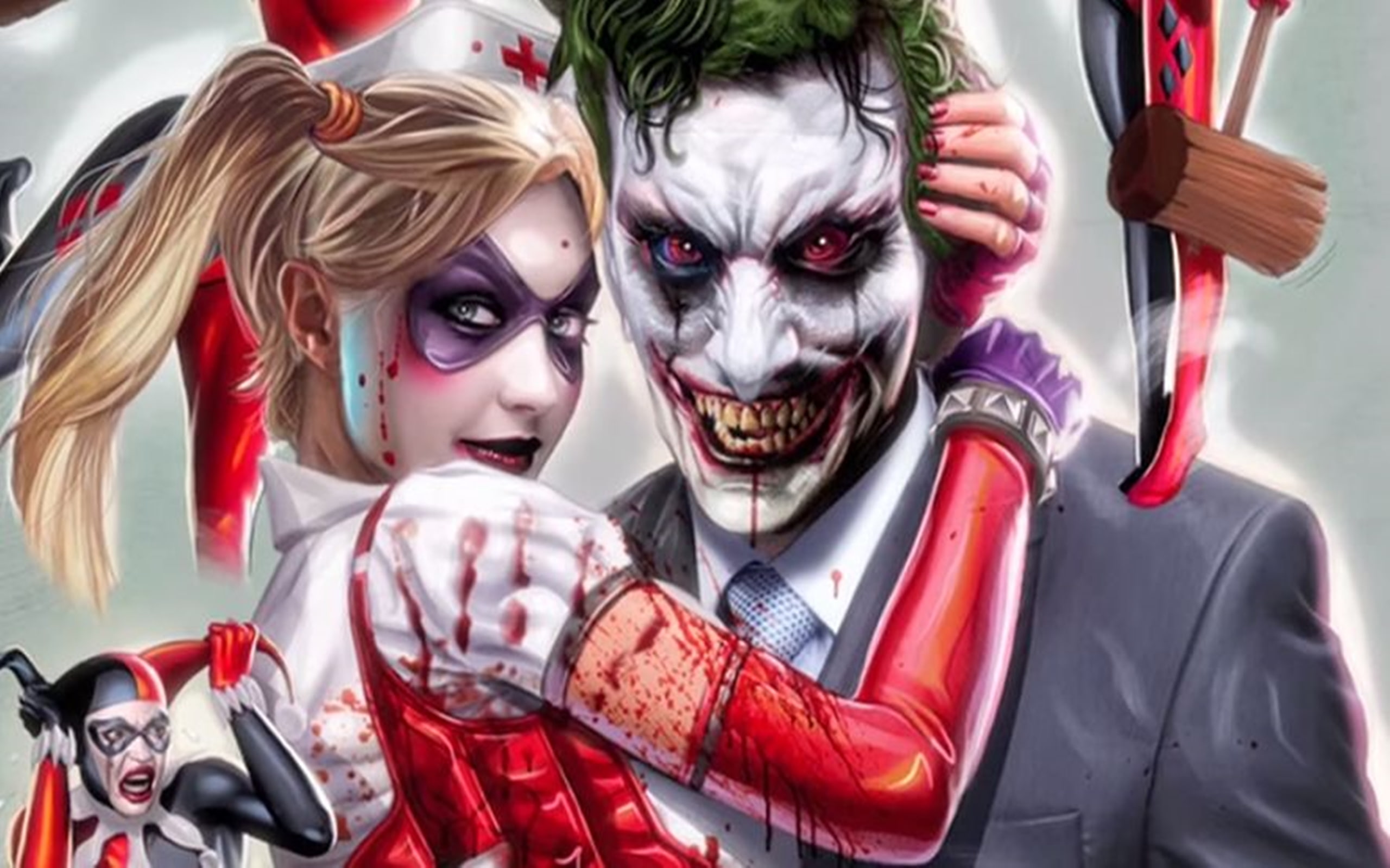 hd, deadpool, quinn, joker, domino, harley, 2K, vs, HD Wallpaper