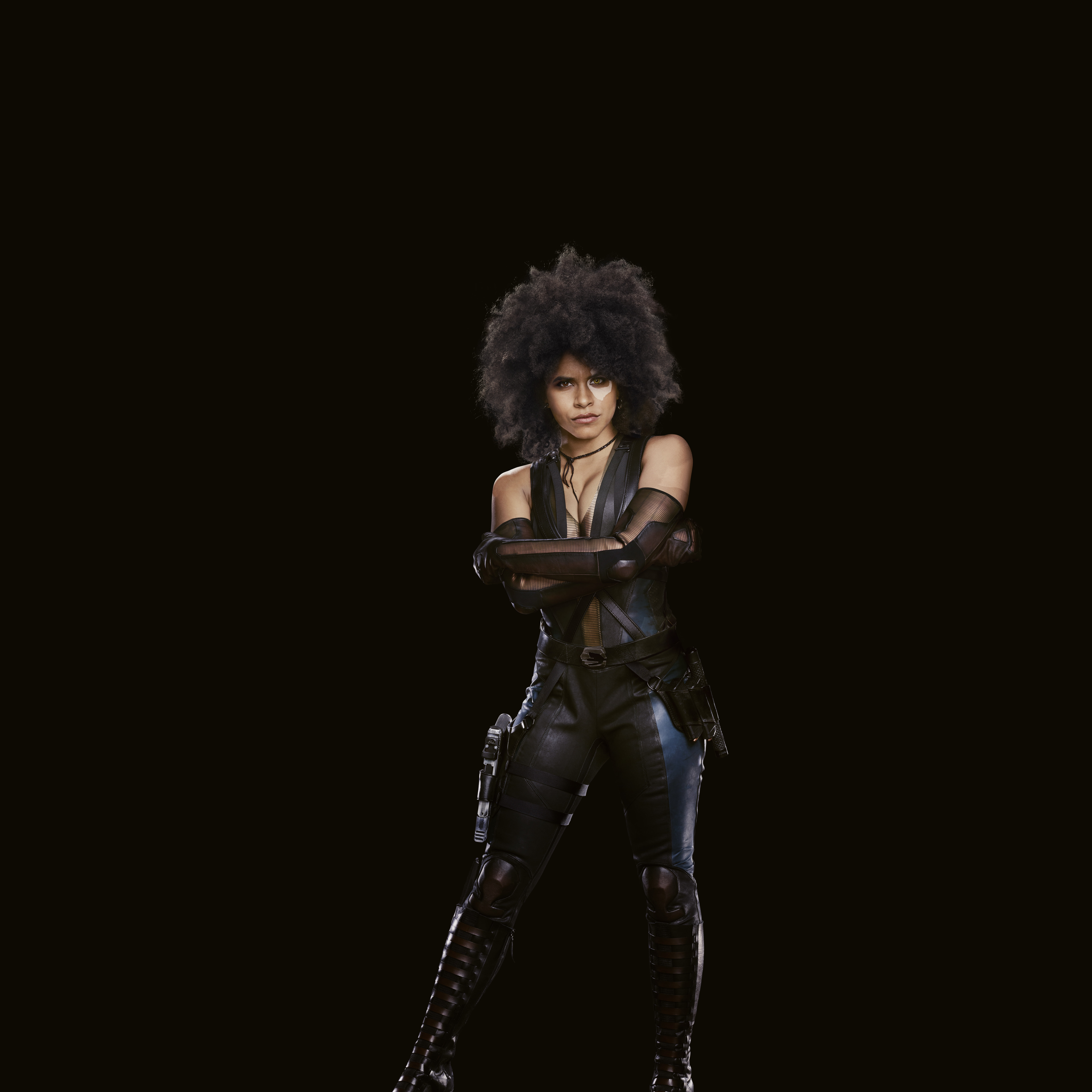Dark background, Domino, 8K, Zazie Beetz, 8K, 4K, Deadpool, Phone HD Wallpaper