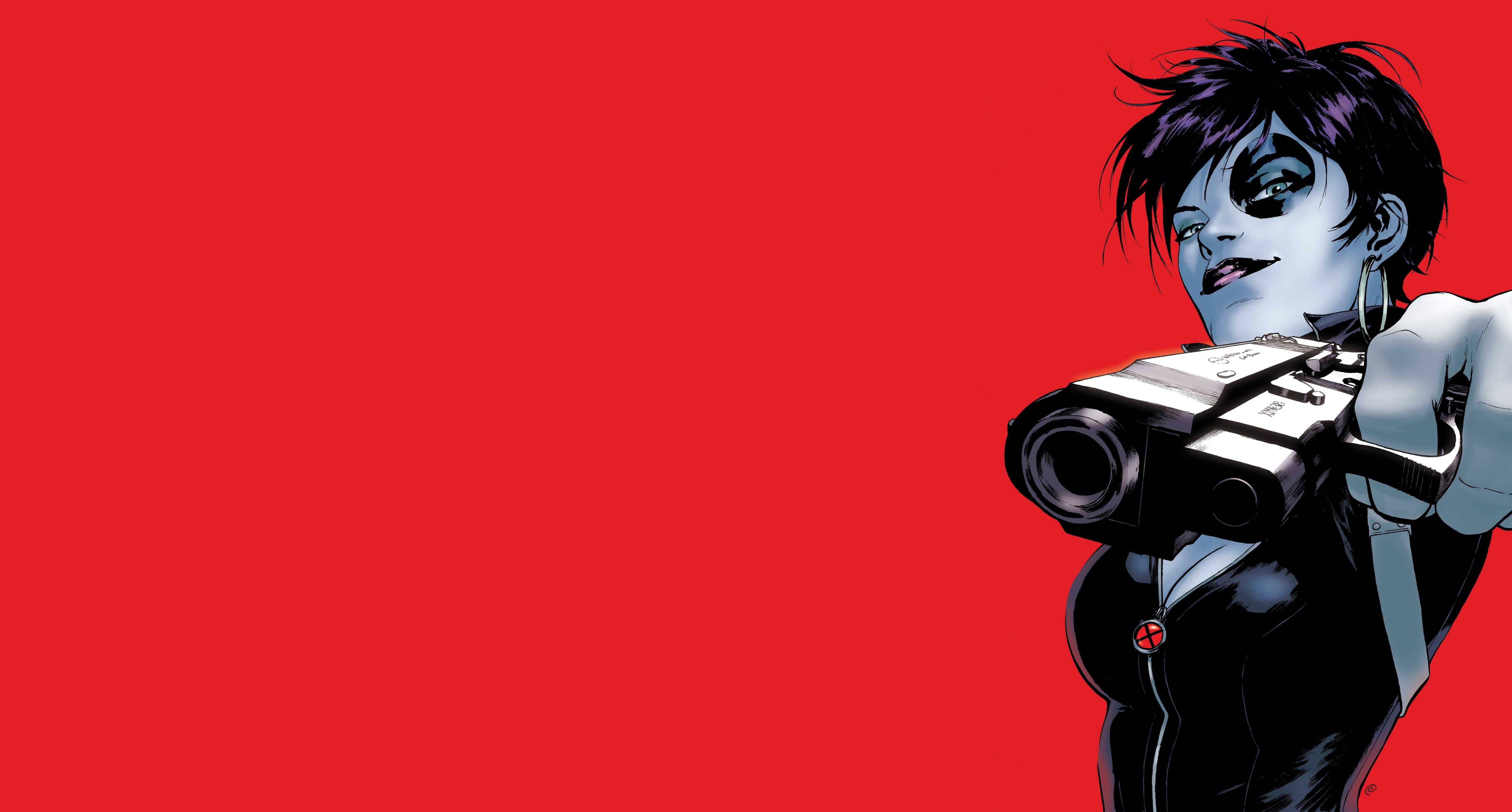 comics, Domino (Neena Thurman), 5K, gun, comic art, Marvel Comics, HD Wallpaper