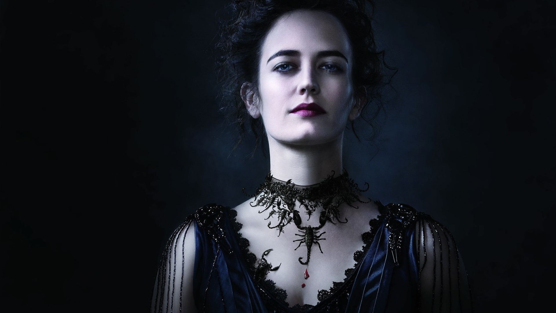 Vanessa, blue eyes, body part, one person, beautiful woman, studio shot, headshot, dark hair, front view, Victorian, women, Penny Dreadful, portrait, fashion, HD Wallpaper