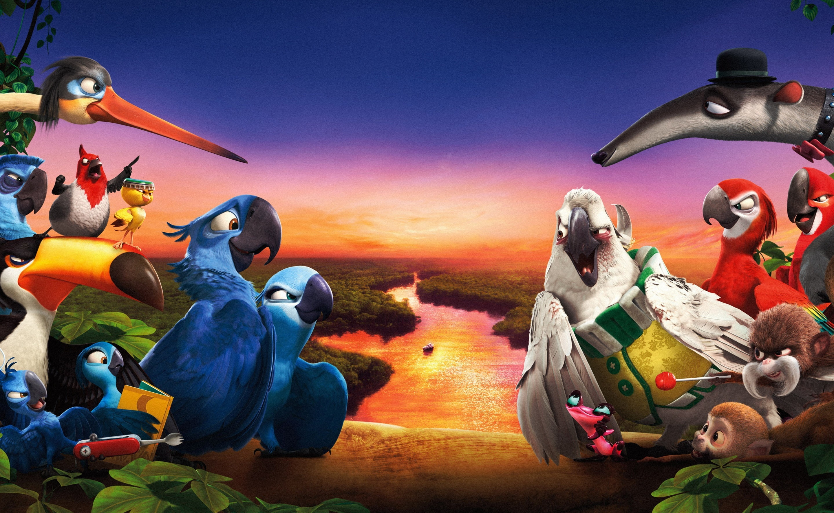 rio 2 2014, sea, art and craft, poster, disney, craft, rio 2, representation, human representation, nature, new, sculpture, hd, sunset, statue, Others, HD Wallpaper