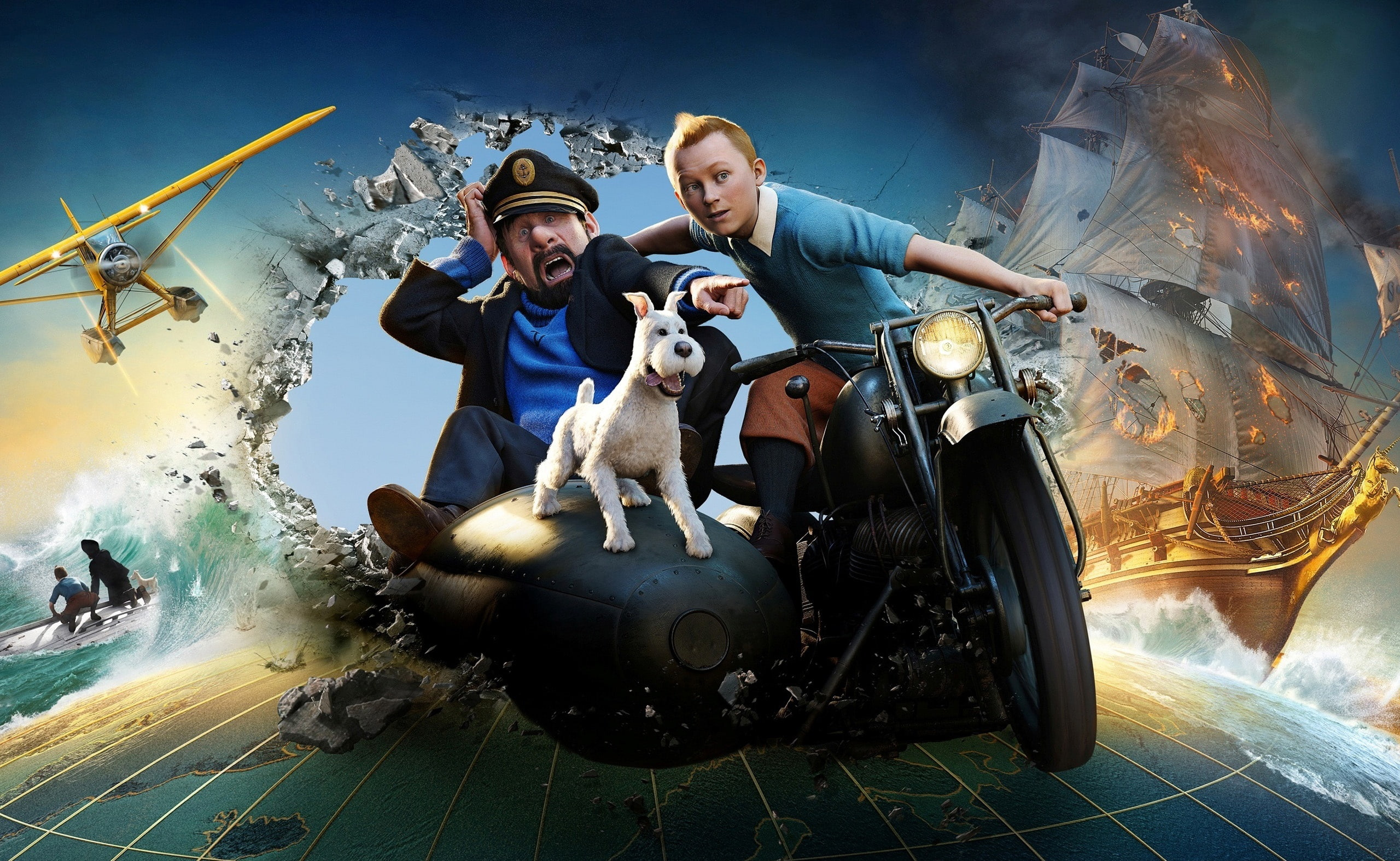transportation, adult, activity, full length, men, mature men, women, captain haddock, two people, secret, sitting, Tintin, Cartoons, emotion, holding, HD Wallpaper