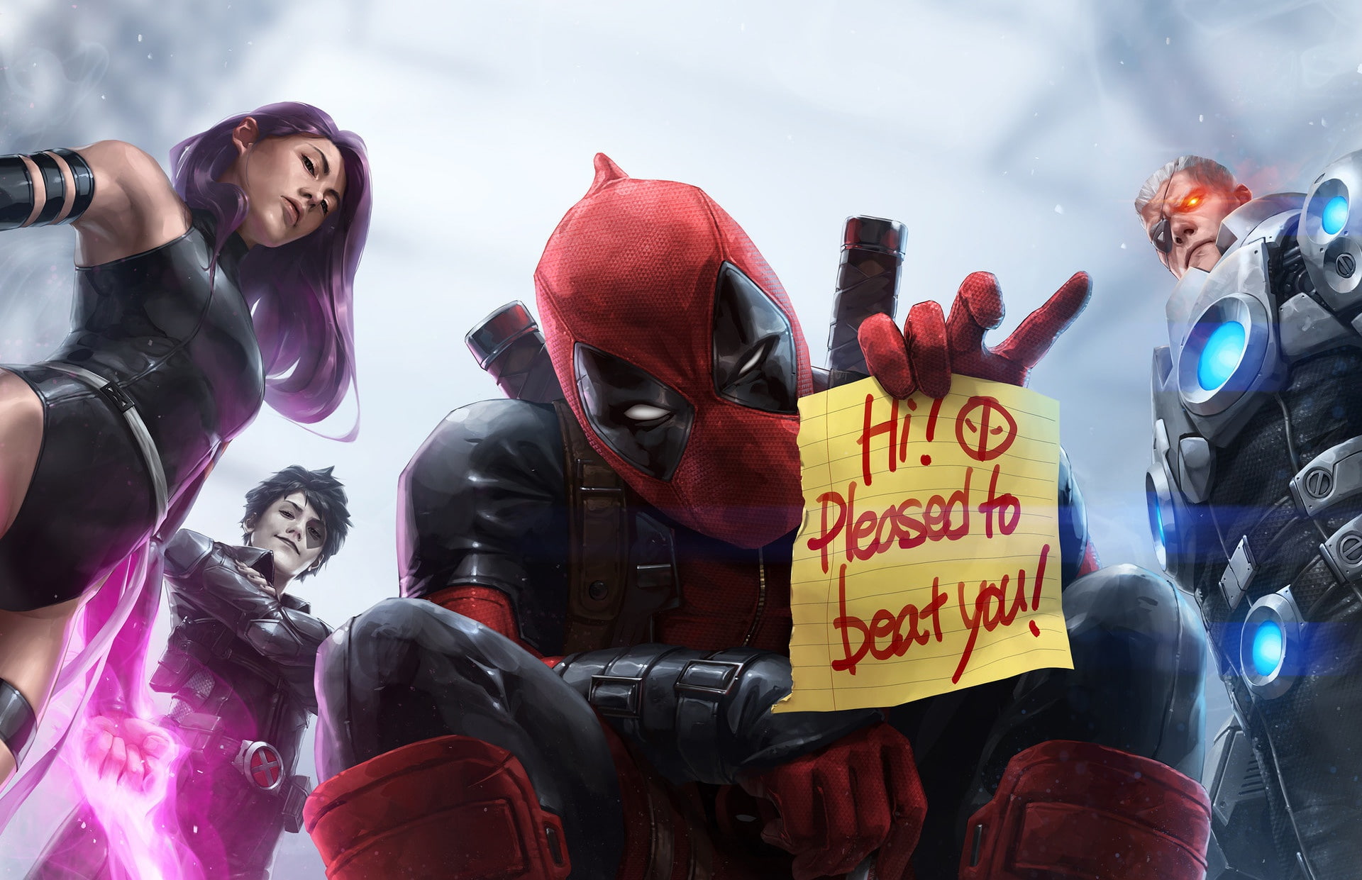marvel, 1080P, Marvel Comics, Cable, Psylocke, Deadpool, characters, the inscription, HD Wallpaper