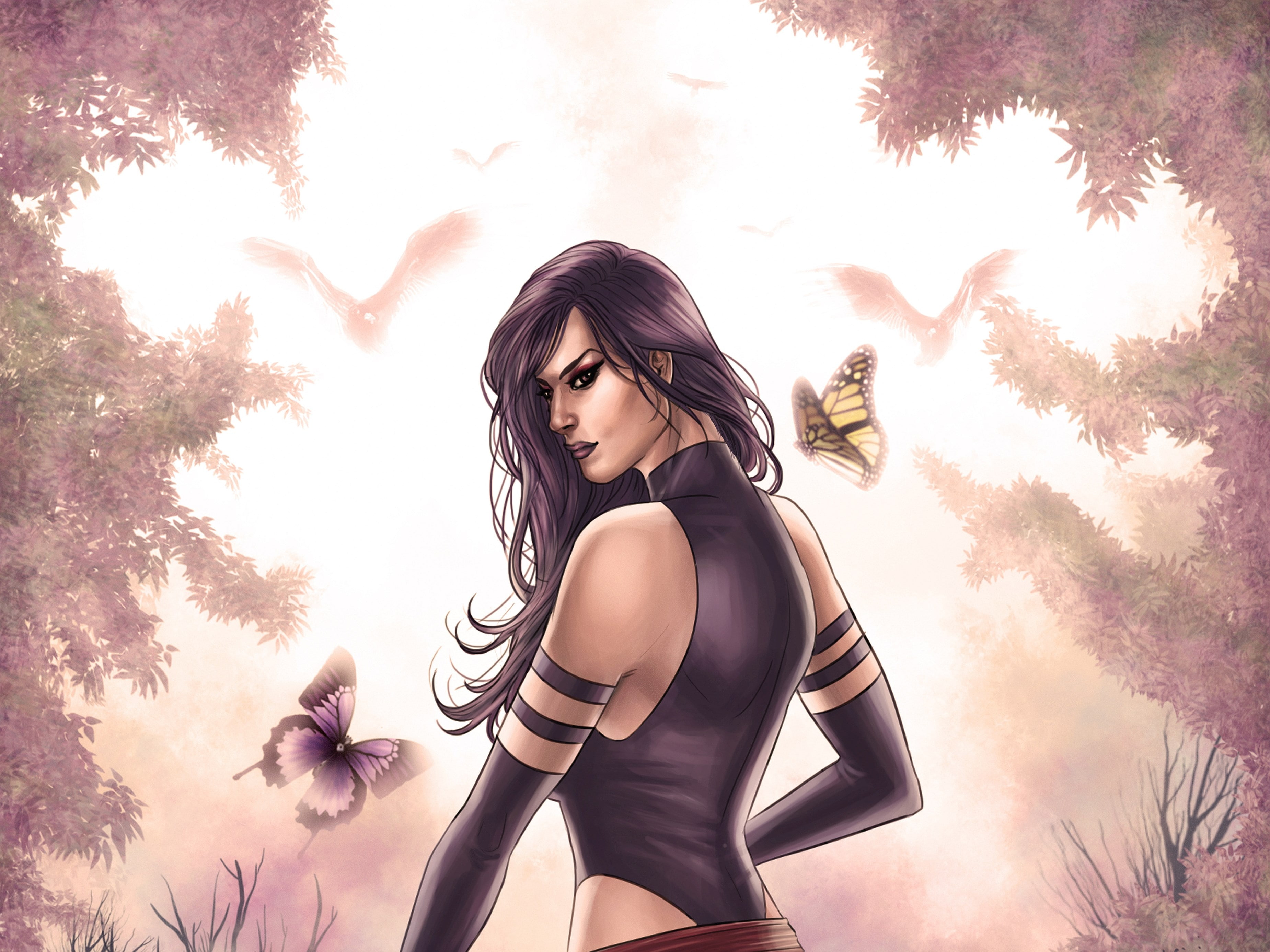 plant, hair, beauty, one person, sky, hairstyle, beautiful woman, young women, tree, nature, lifestyles, 2K, long hair, women, young adult, clothing, psylocke, HD Wallpaper