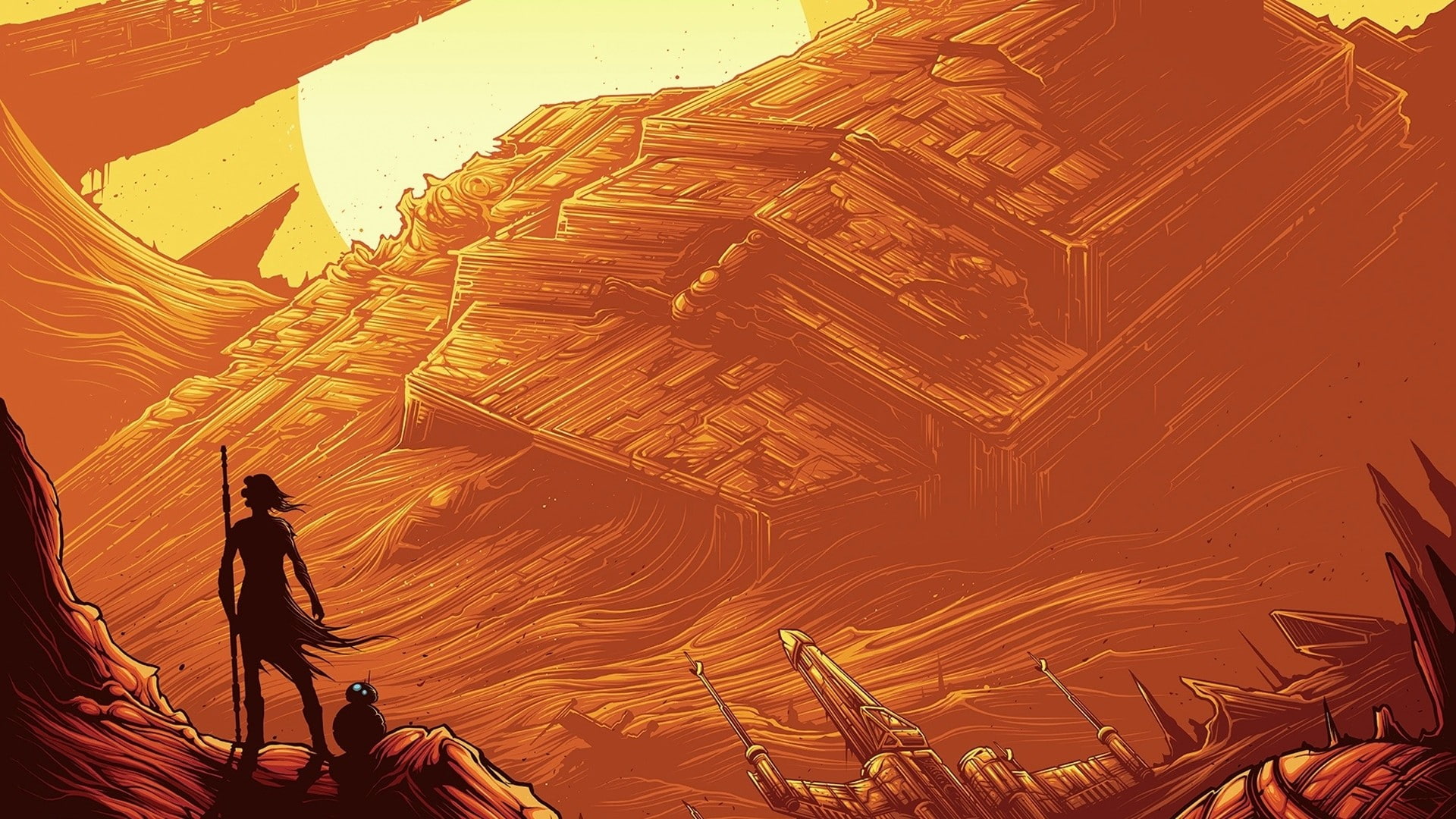 1080P, Star Wars, Star Wars: The Force Awakens, Star Destroyer, X-wing, BB-8, HD Wallpaper
