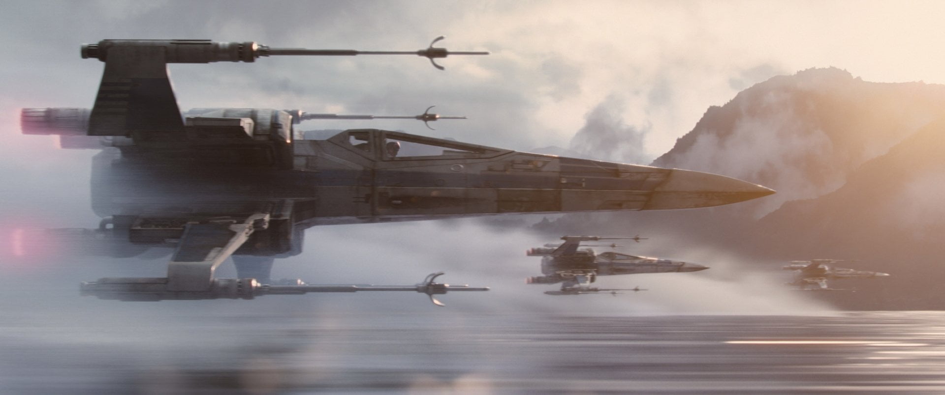 three, no people, gun, X-Wing, military, transportation, fog, government, Star Wars, armed forces, mode of transportation, sky, industry, freight transportation, HD Wallpaper