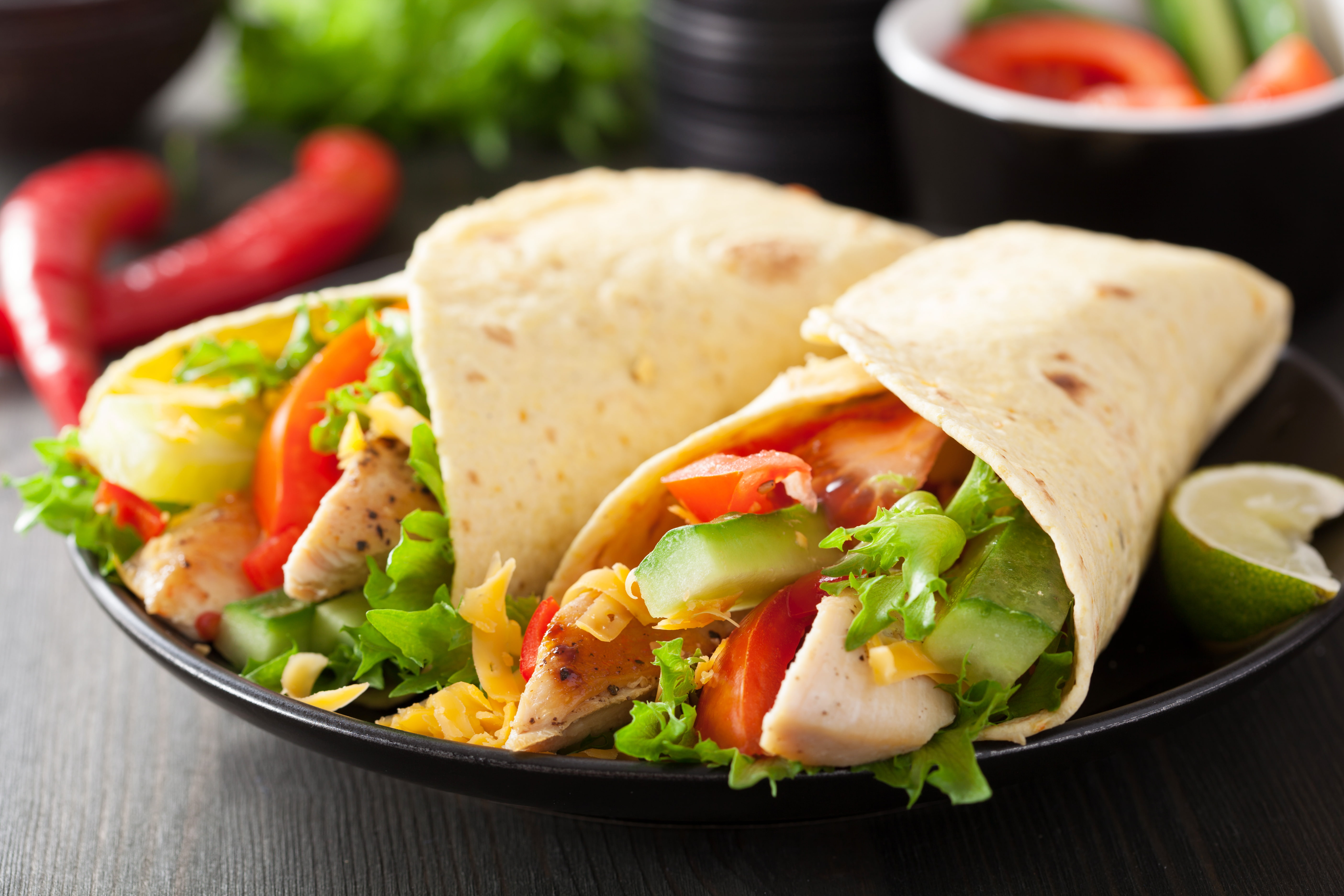 ingredients, 5K, vegetables, chicken tacos, HD Wallpaper