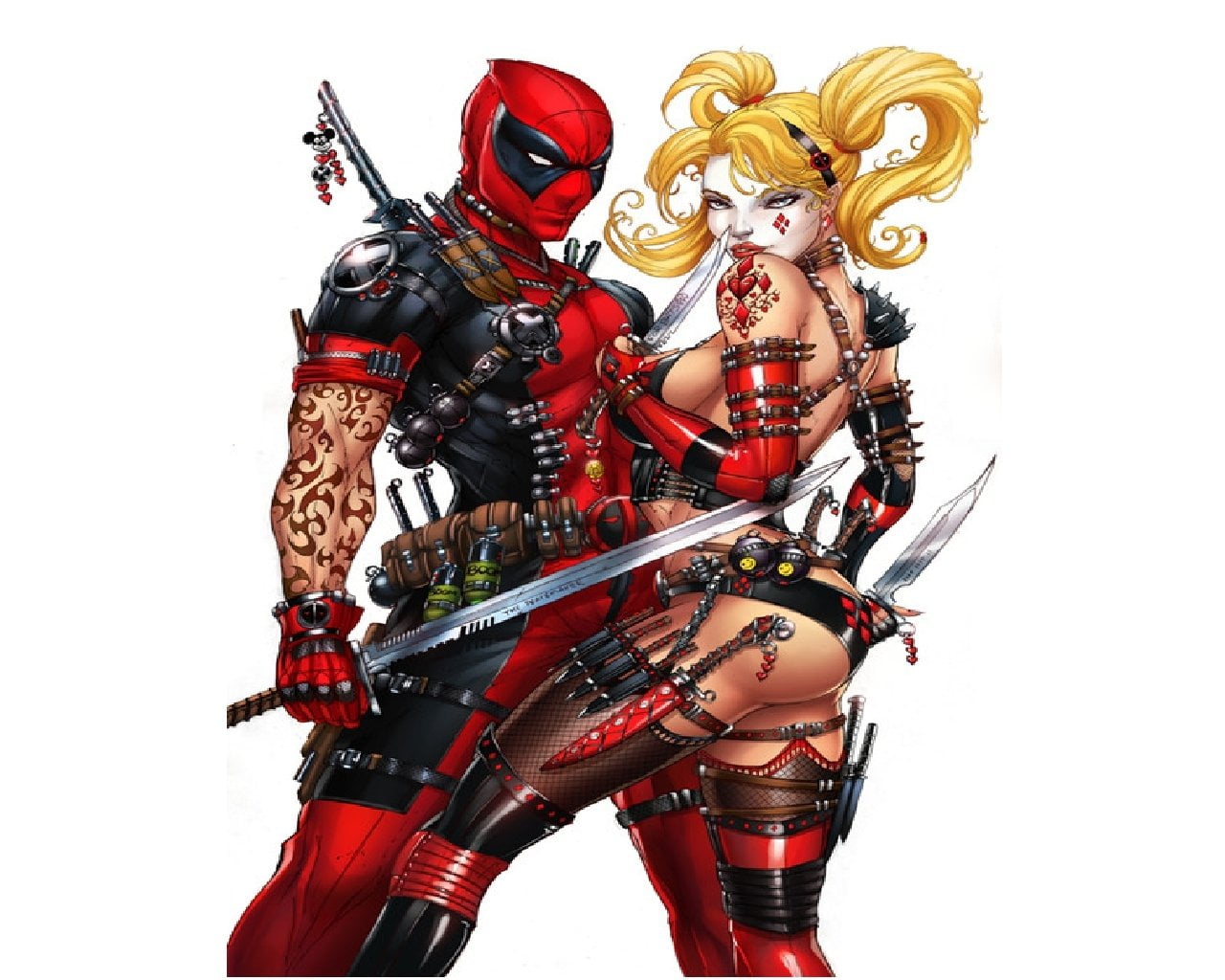 christmas, cut out, harley, Deadpool, white background, illustration, military, costume, art and craft, people, women, studio shot, Merc with a Mouth, holiday, HD Wallpaper