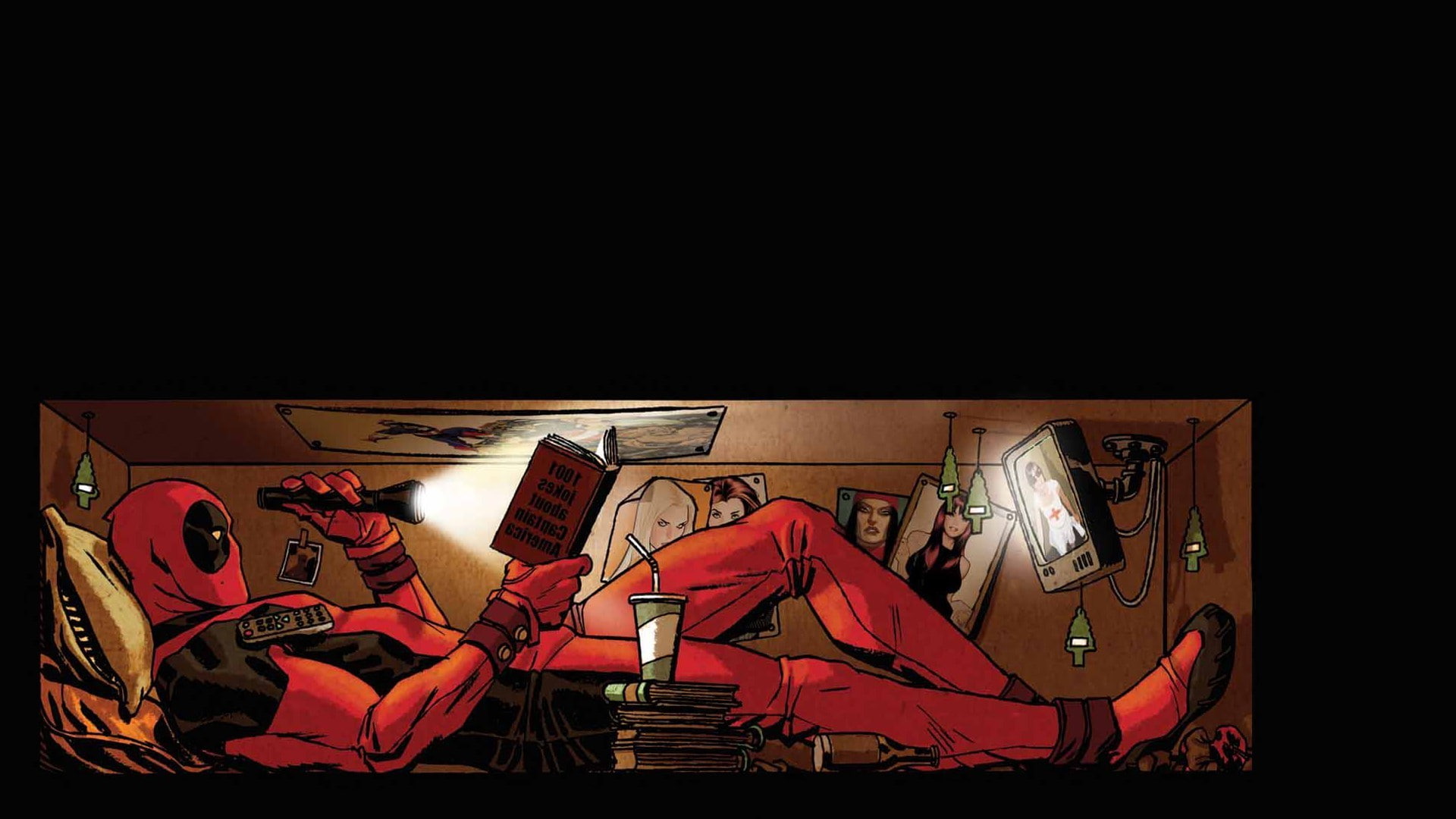 Reading, superhero, Carton Box, TV, movies, deadpool, Dead Pool, 1080P, HD Wallpaper