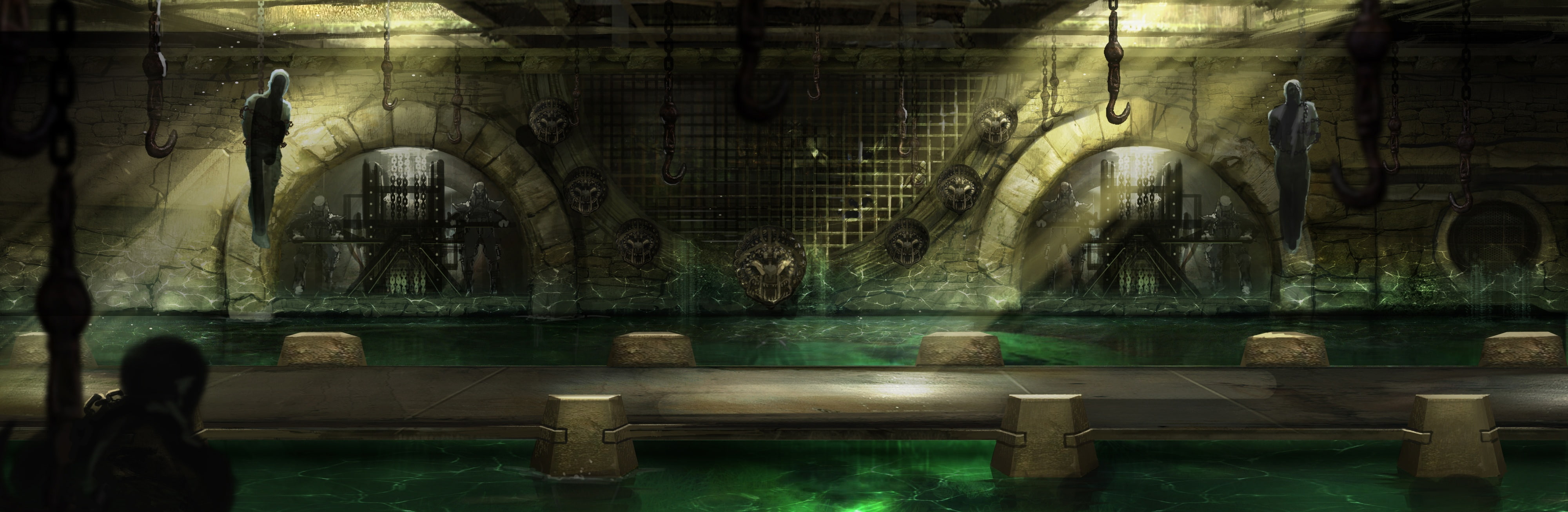 belief, mortal kombat 2011, indoors, the dead pool, human representation, reflection, illuminated, building, kombat, built structure, place of worship, HD Wallpaper
