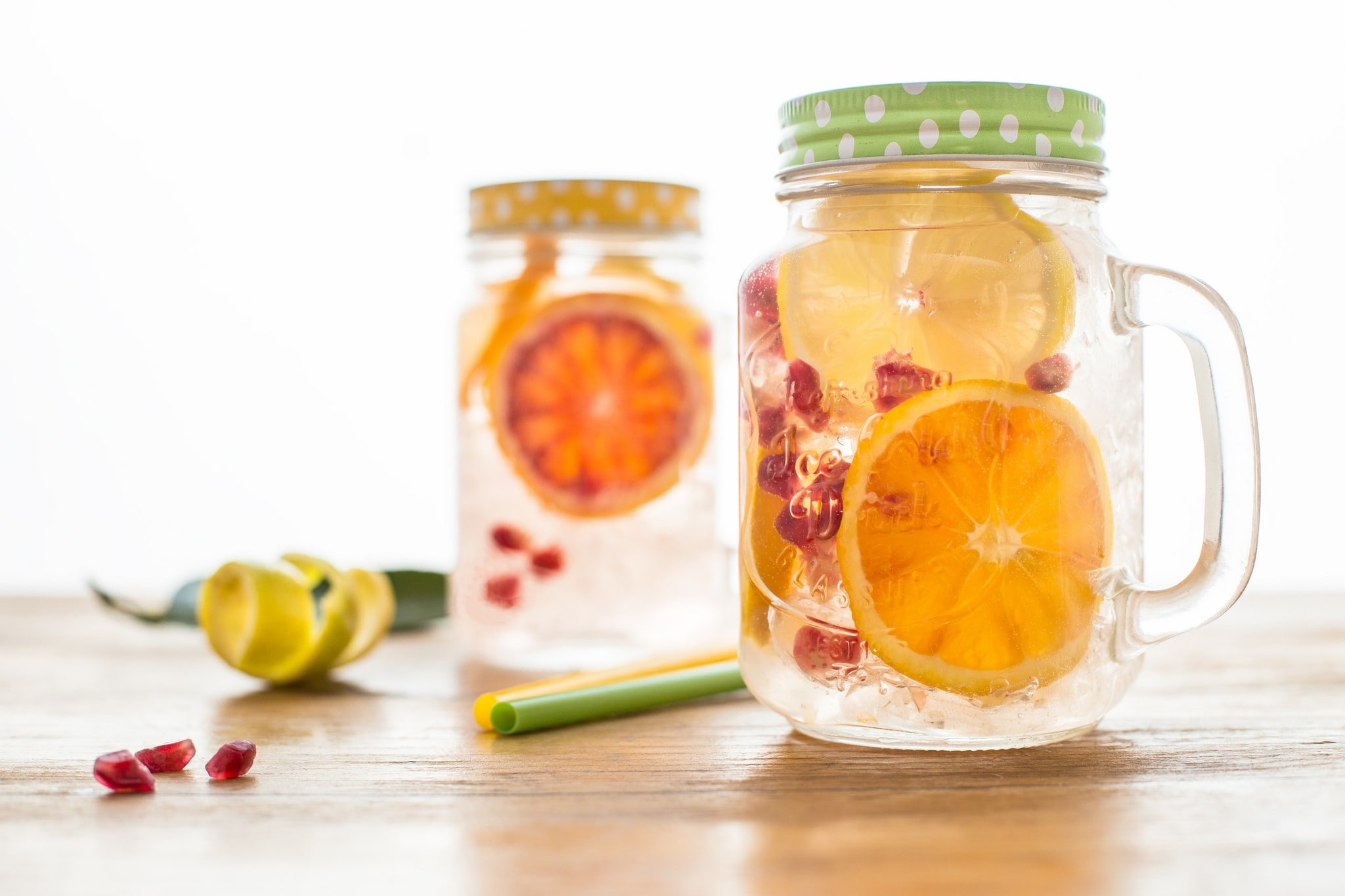 orange, close-up, 1080P, indoors, glass - material, food and drink, bottles, wellbeing, table, still life, fruit, food, jar, group of objects, focus on foreground, HD Wallpaper