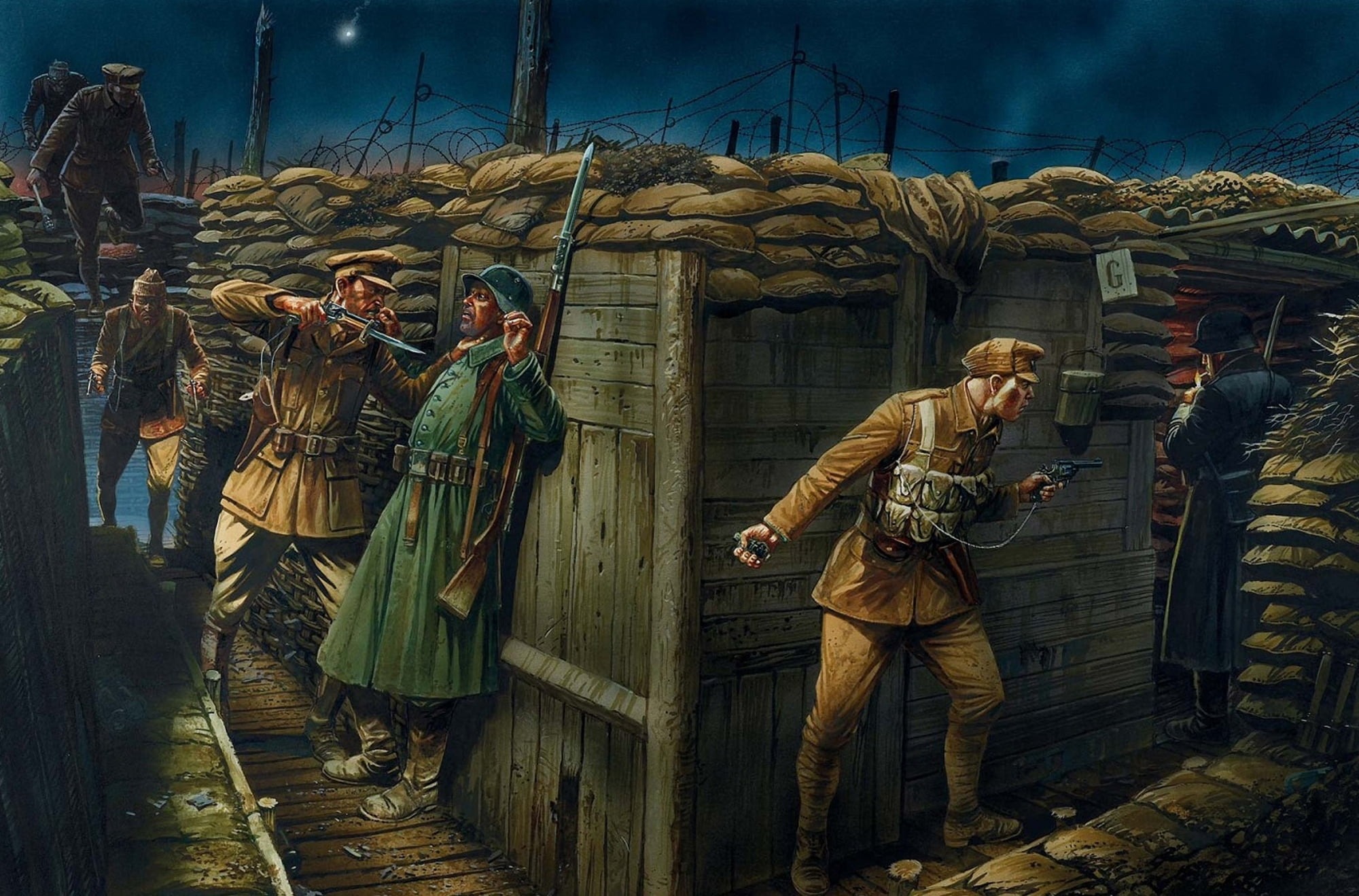 defensive, group of people, men, mid adult, Fosbery, night, city, figure, German, with a knife, people, British, facilities, art and craft, art, attack, HD Wallpaper