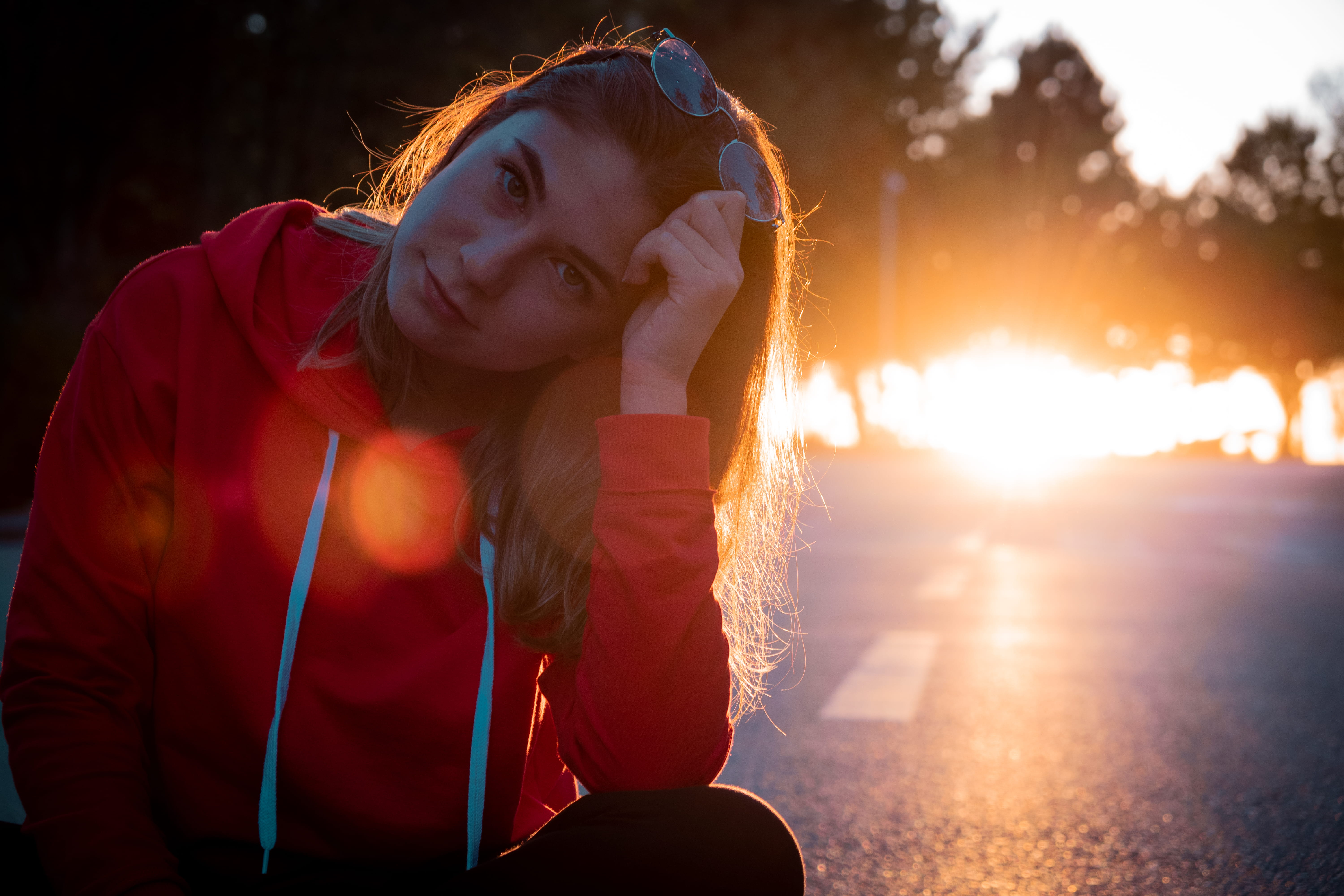 hairstyle, human, front view, nature, girl, unique, flame, fire, flare, outdoors, clothing, ceo, long hair, woman, adolescence, hoodie, adult, strong, portrait, HD Wallpaper