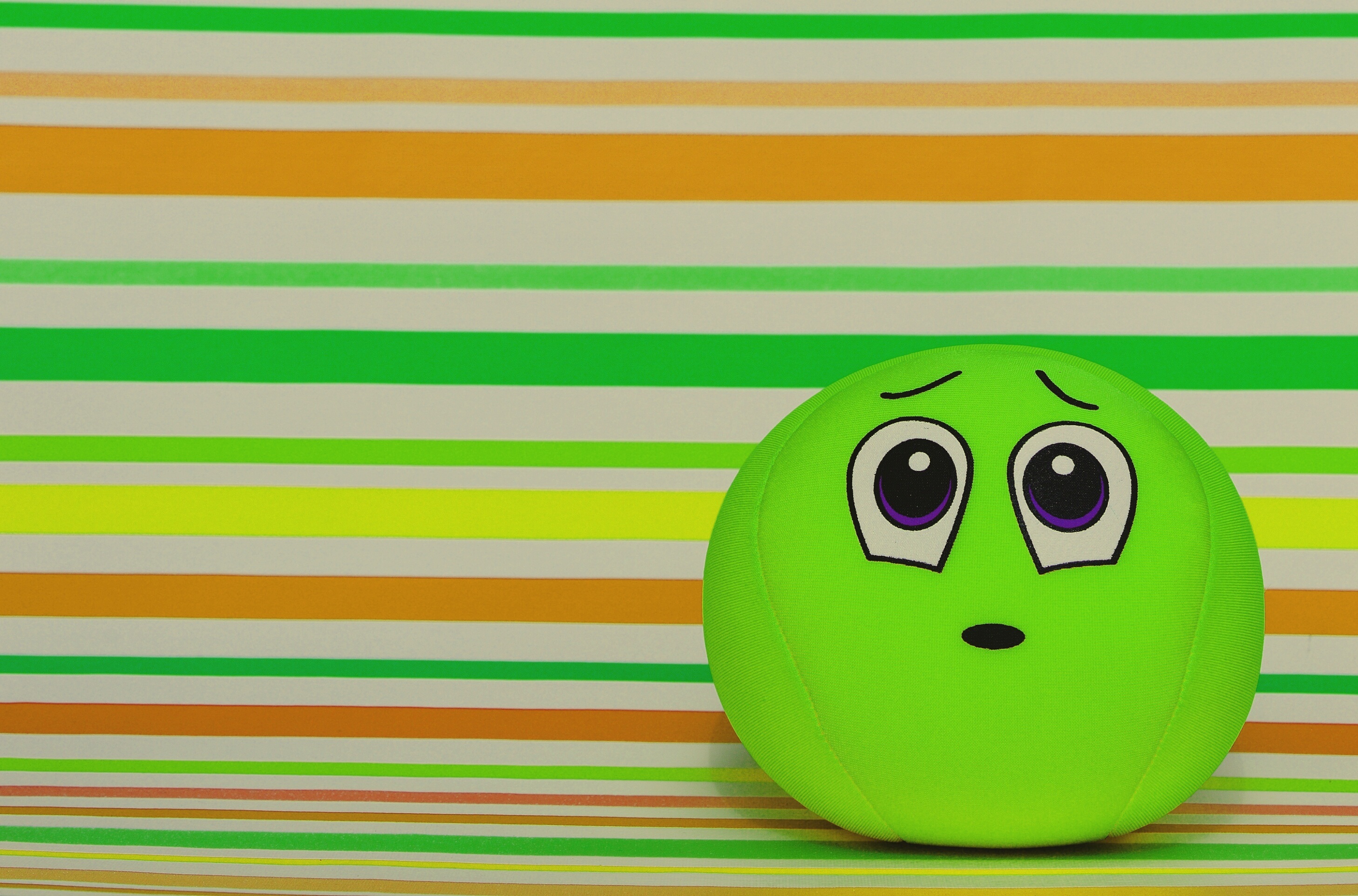 no people, sorry, fabric, face, art and craft, animal representation, ball, yellow, anthropomorphic, striped, craft, friendly, toy, anthropomorphic smiley face, HD Wallpaper