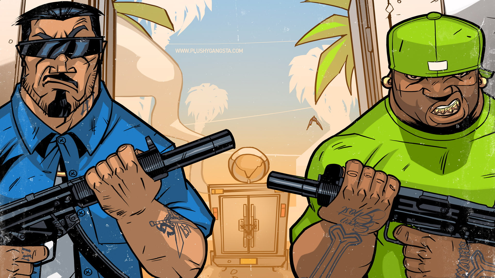 cartoon/comic, gangster, 1080P, hd, tattoos, HD Wallpaper