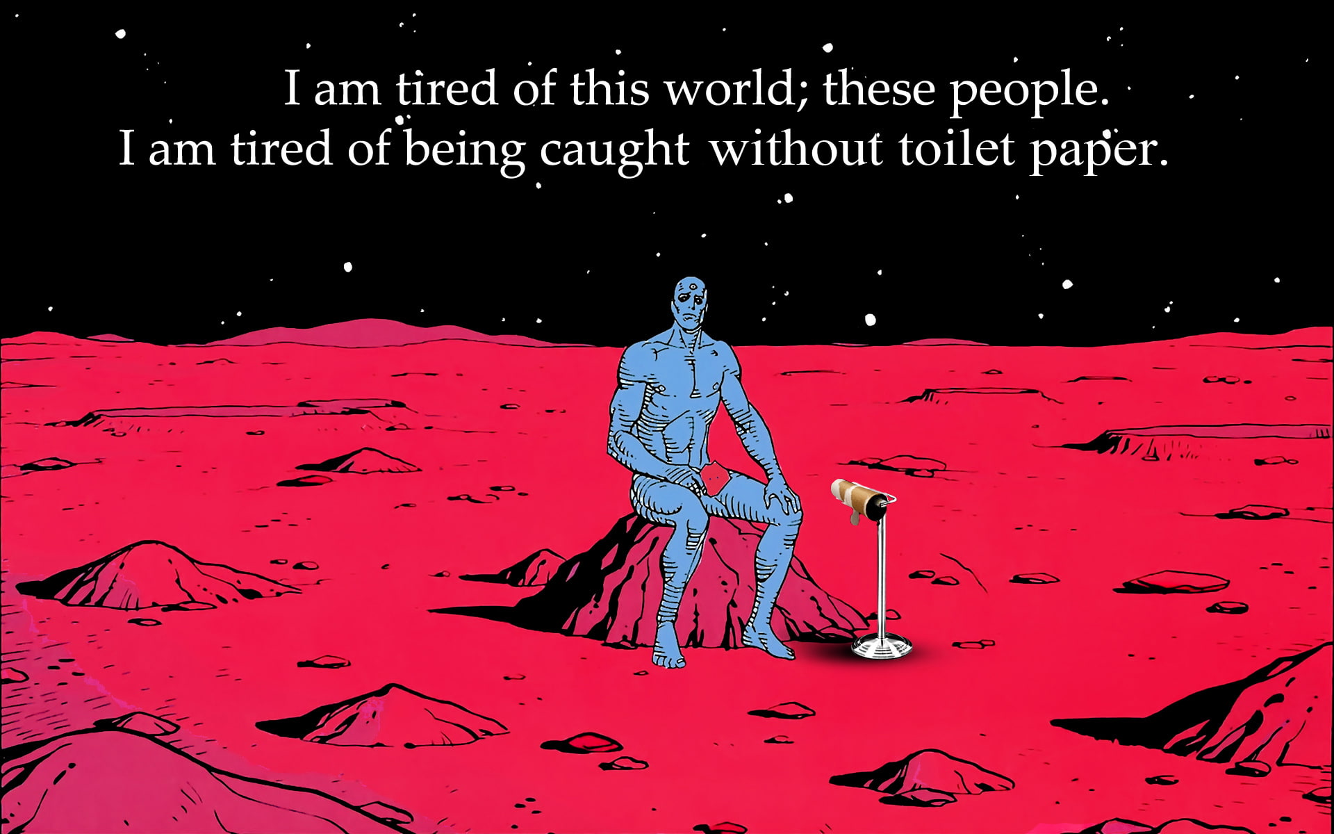 watchmen, manhattan, toilet, mars, 1080P, paper, parody, HD Wallpaper