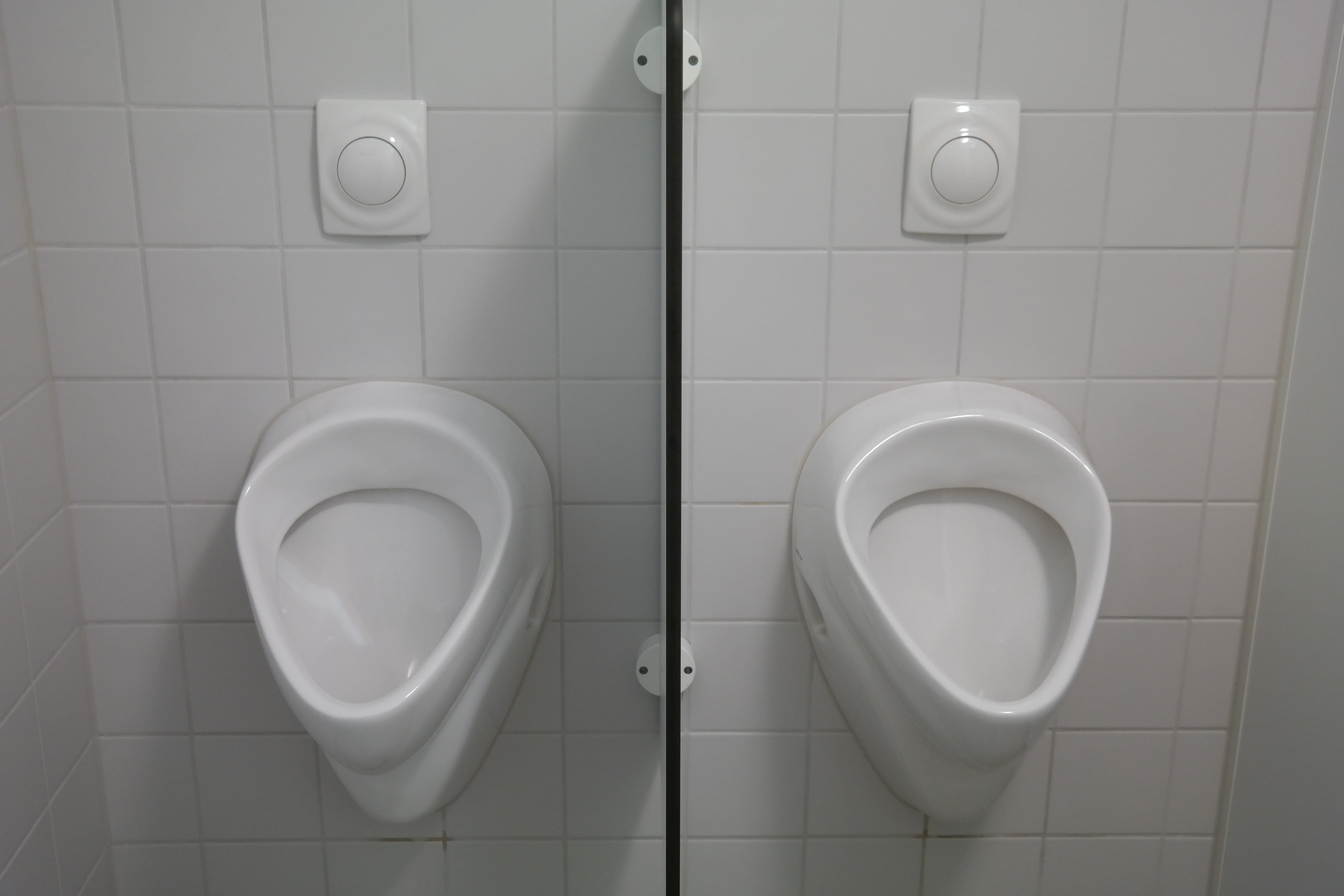 man toilet, side by side, loo, two, bathroom, bowls, domestic room, public building, repetition, Public Toilet, indoors, convenience, home, tile, wall - building feature, HD Wallpaper