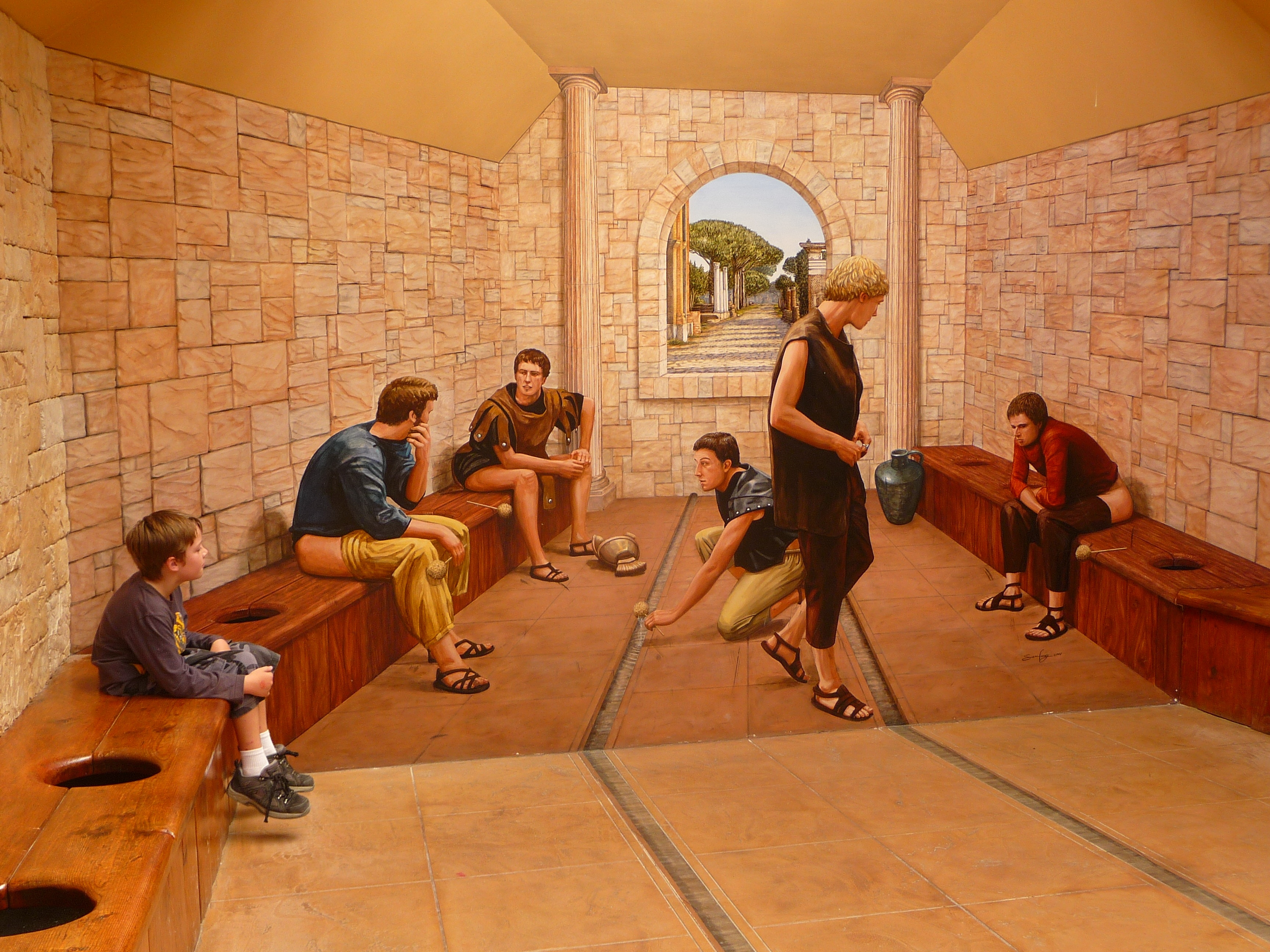 medium group of people, funny, women, standing, culture, archaeology, archeology, group, indoors, restroom, latrine, 2K, brick, teenager, group of people, HD Wallpaper