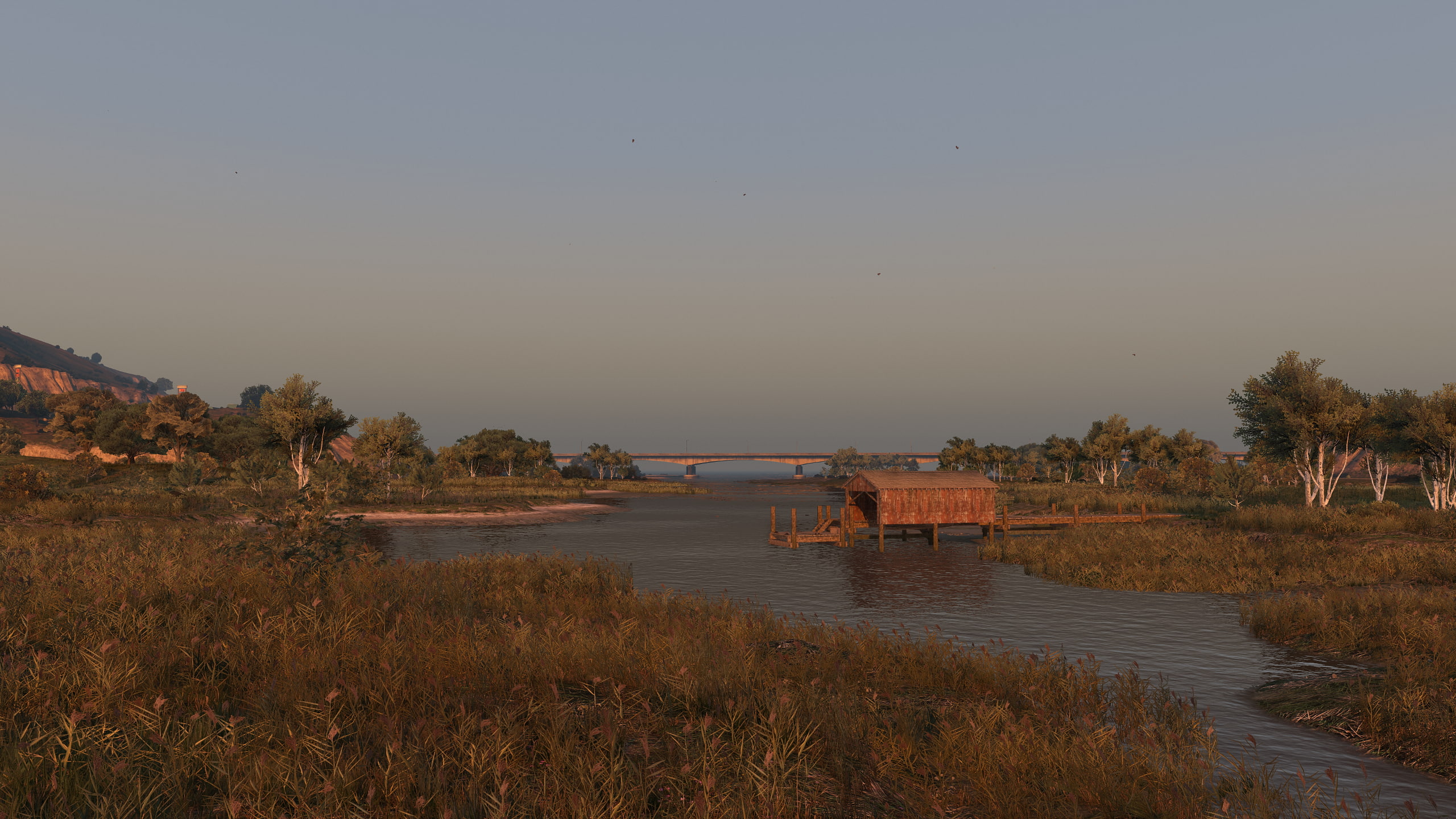 2K, outdoors, nature, Grand Theft Auto V, architecture, built structure, landscape, scenics - nature, GTA5, tranquility, grass, tranquil scene, sky, water, HD Wallpaper