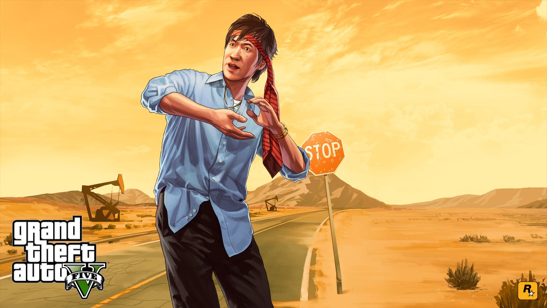 leisure activity, desert, casual clothing, grand, Grand Theft Auto V, standing, three quarter length, uniform, lifestyles, cover, land, Rockstar Games, HD Wallpaper