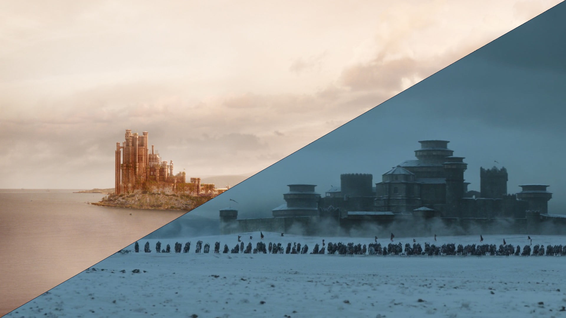 travel destinations, city, House Stark, built structure, building, sky, concrete, modern, sea, cloud - sky, urban skyline, House Lannister, nature, financial district, HD Wallpaper